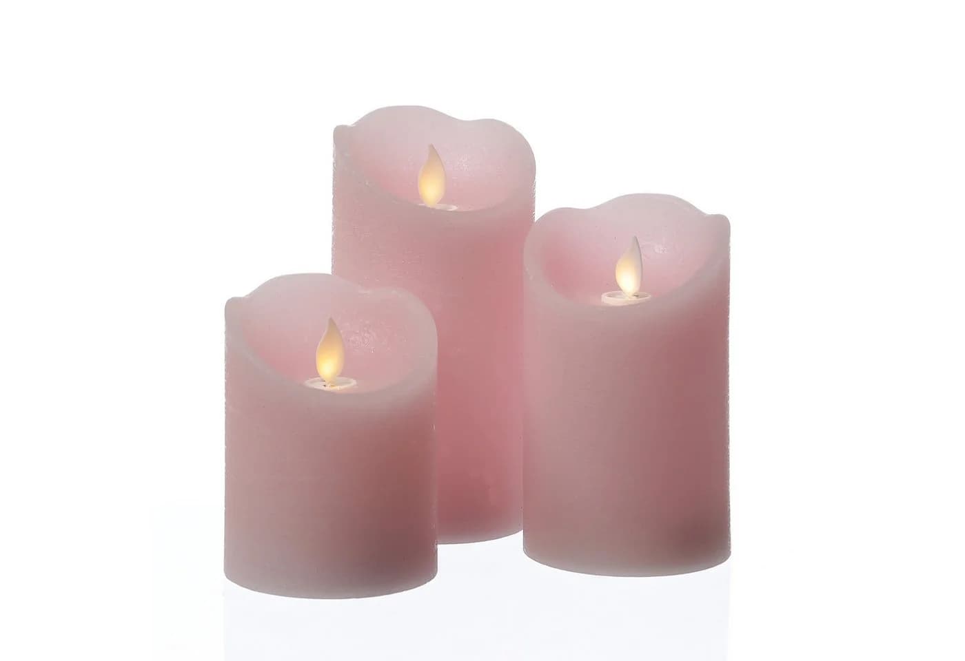 MARELIDA LED-Kerze mit beweglicher Flamme Echtwachs Rustik-Optik Timer rosa - Bild 4