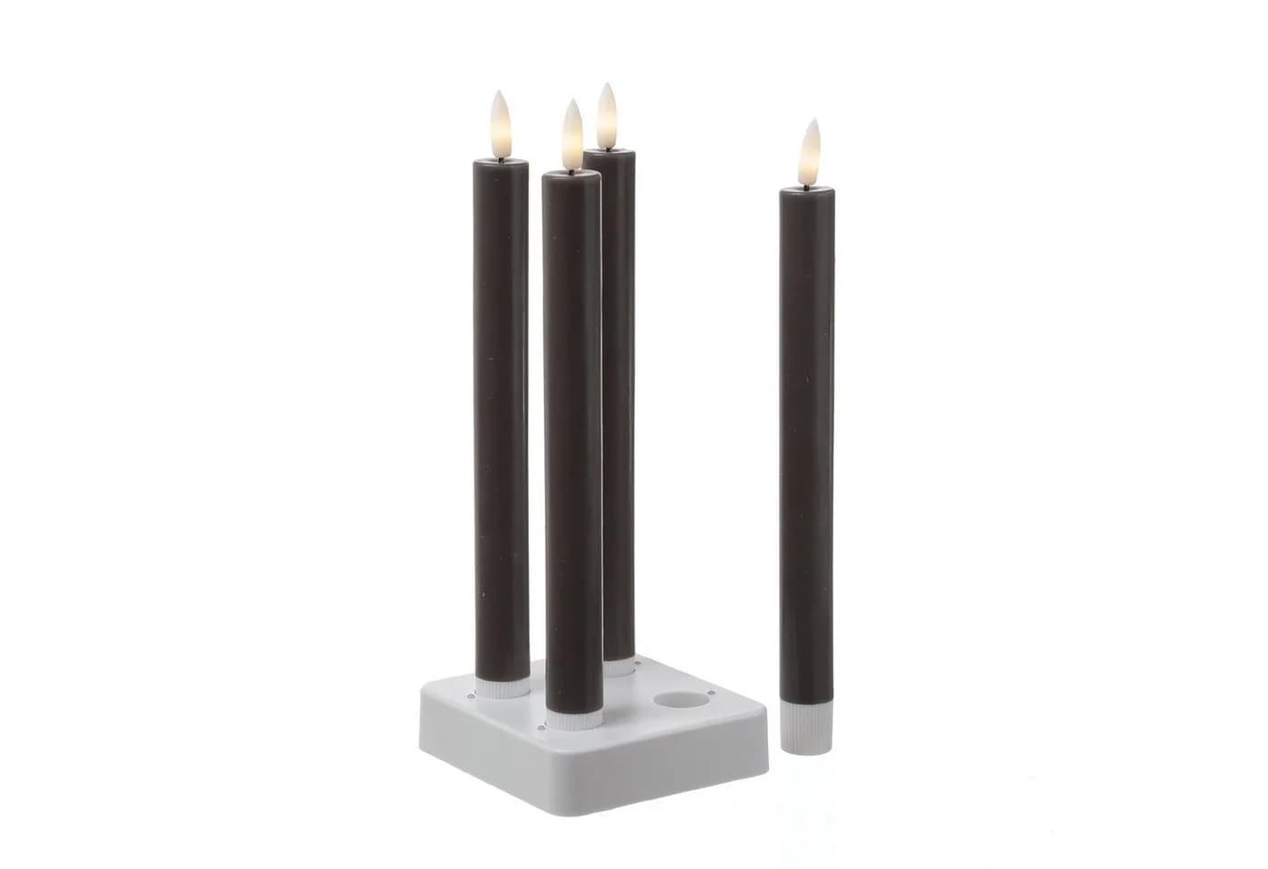 MARELIDA LED Stabkerzen LISA 4er Set Grau mit Ladestation - Bild 4