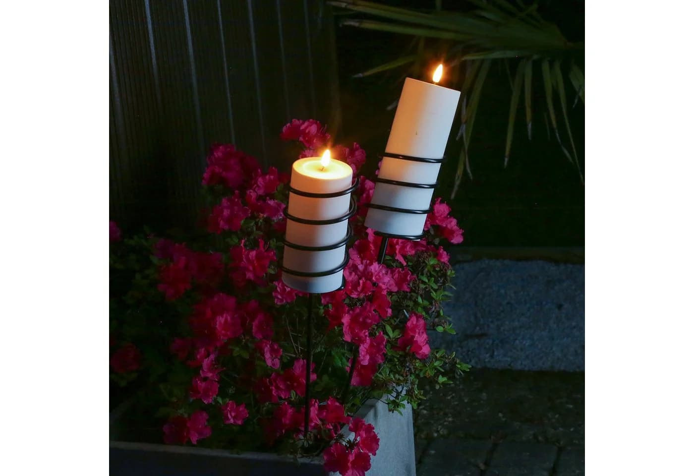 MARELIDA Kerzenhalter Outdoor mit Erdspieß Schwarz 100cm 2er Set