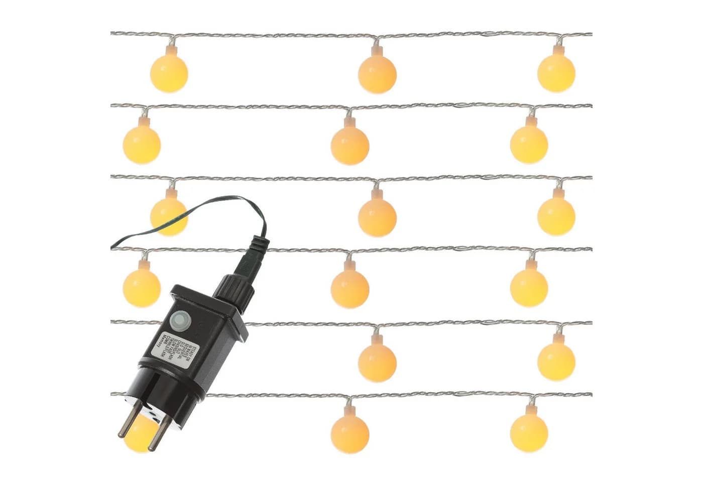MARELIDA LED-Lichterkette Berry Cherry 60 weiße XL Kugeln 8 Funkt. 9m Außen Deko Girlande