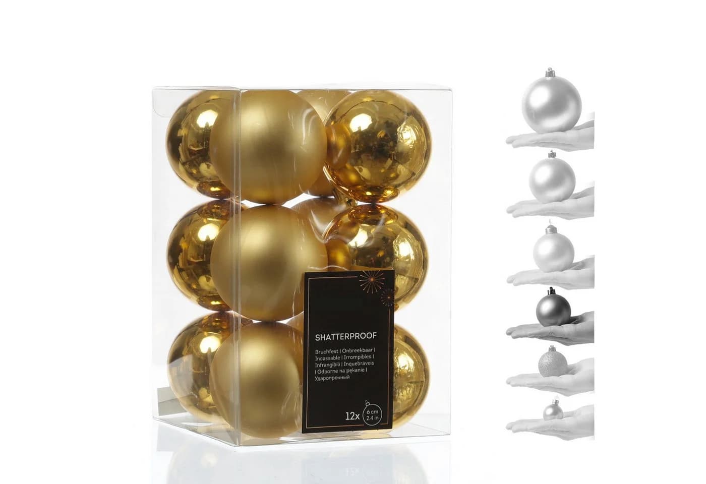 MARELIDA Weihnachtsbaumkugeln 6cm Gold 12er Set - Bild 3