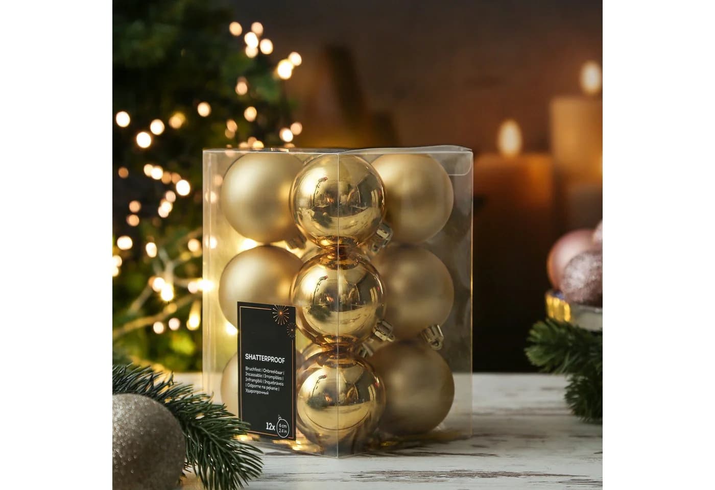 MARELIDA Weihnachtsbaumkugeln 6cm Gold 12er Set - Bild 5