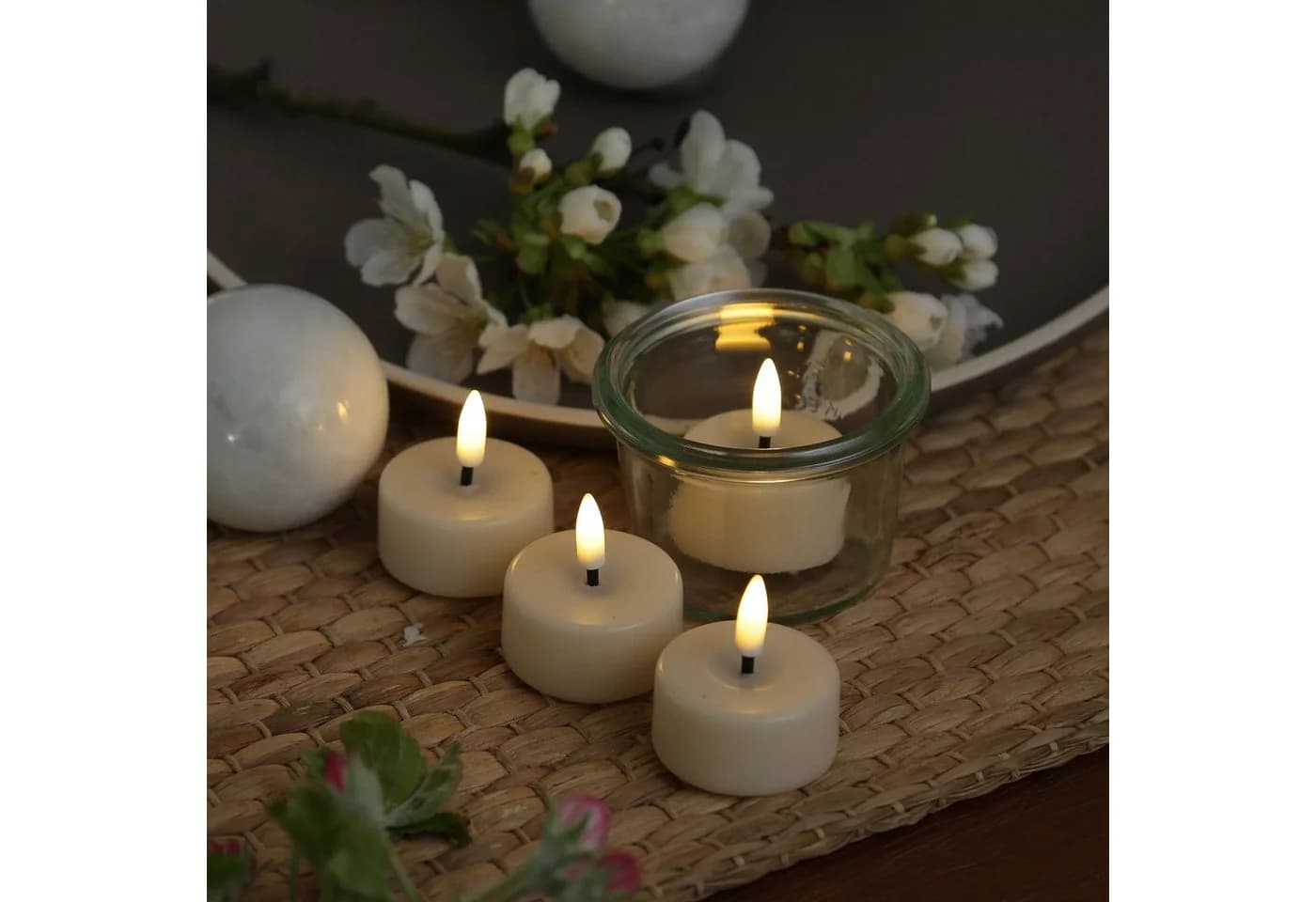 Deluxe Homeart LED Mini Teelichter Mia Creme 4-tlg. Flackernd mit Batterien - Bild 2