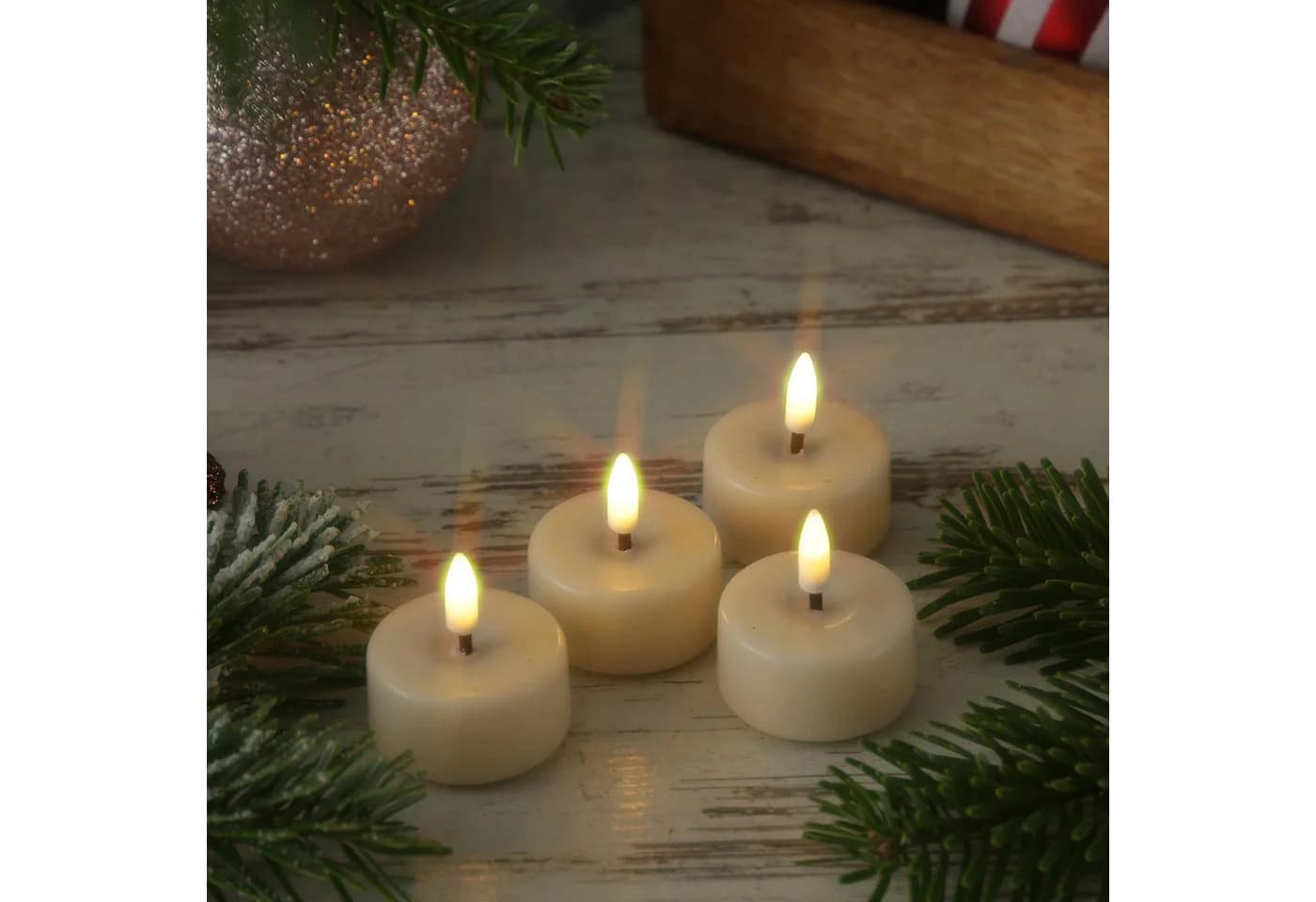 Deluxe Homeart LED Mini Teelichter Mia Creme 4-tlg. Flackernd mit Batterien - Bild 5