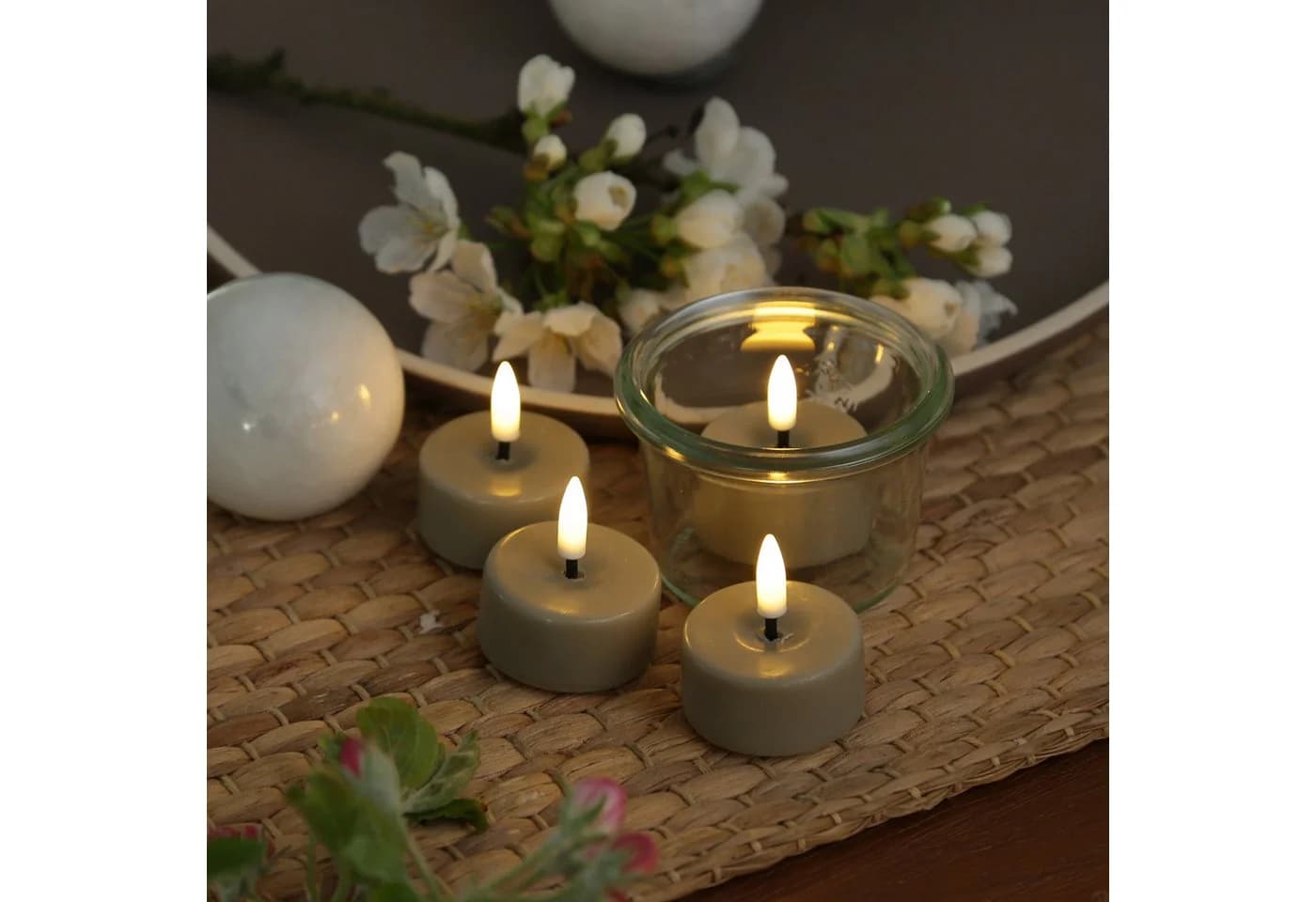 Deluxe Homeart LED Mini Teelichter Mia Sand 4-tlg mit Batterien - Bild 2