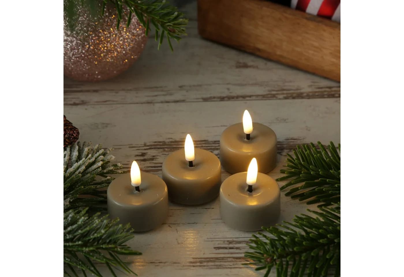 Deluxe Homeart LED Mini Teelichter Mia Sand 4-tlg mit Batterien - Bild 3