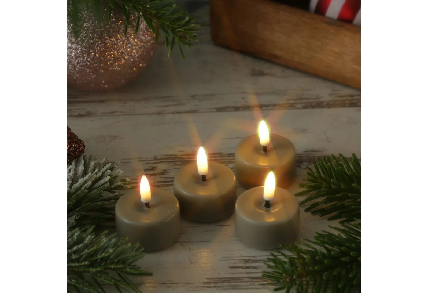 Deluxe Homeart LED Mini Teelichter Mia Sand 4-tlg mit Batterien - Bild 5