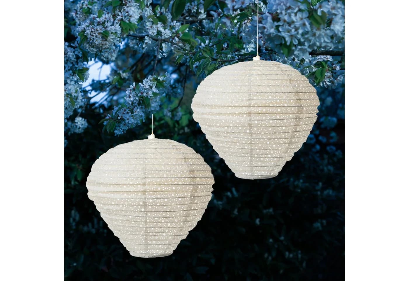 MARELIDA LED Solar Lampion 2er Set Weiß Ballonform Garten - Bild 2