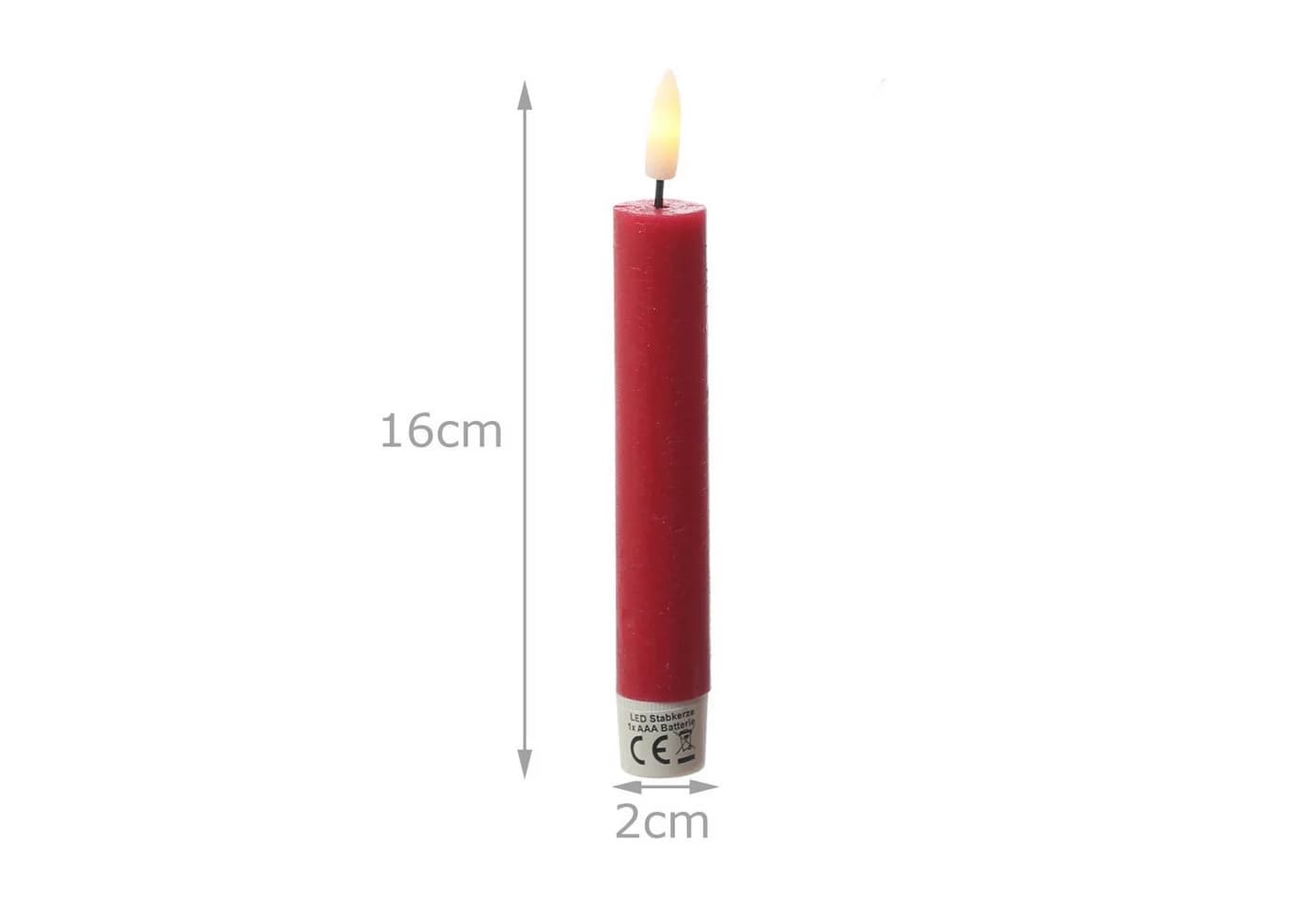 Adilina LED-Kerze LED Stabkerzen Tafelkerzen Dinner Spitzkerzen rustikal 16cm rot 2St - Bild 4