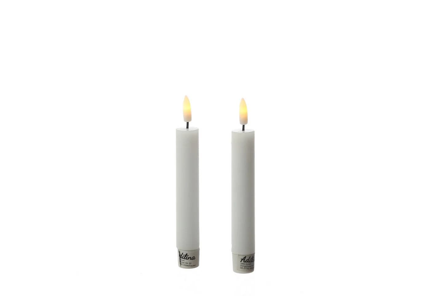 Adilina LED-Kerze LED Stabkerzen Tafelkerzen Dinner Spitzkerzen rustikal 16cm weiß 2St