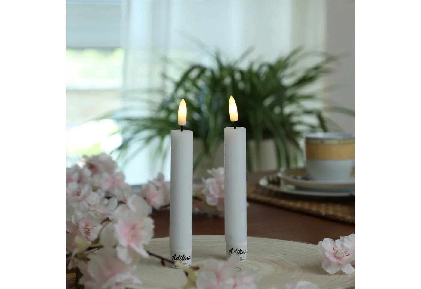 Adilina LED-Kerze LED Stabkerzen Tafelkerzen Dinner Spitzkerzen rustikal 16cm weiß 2St - Bild 2