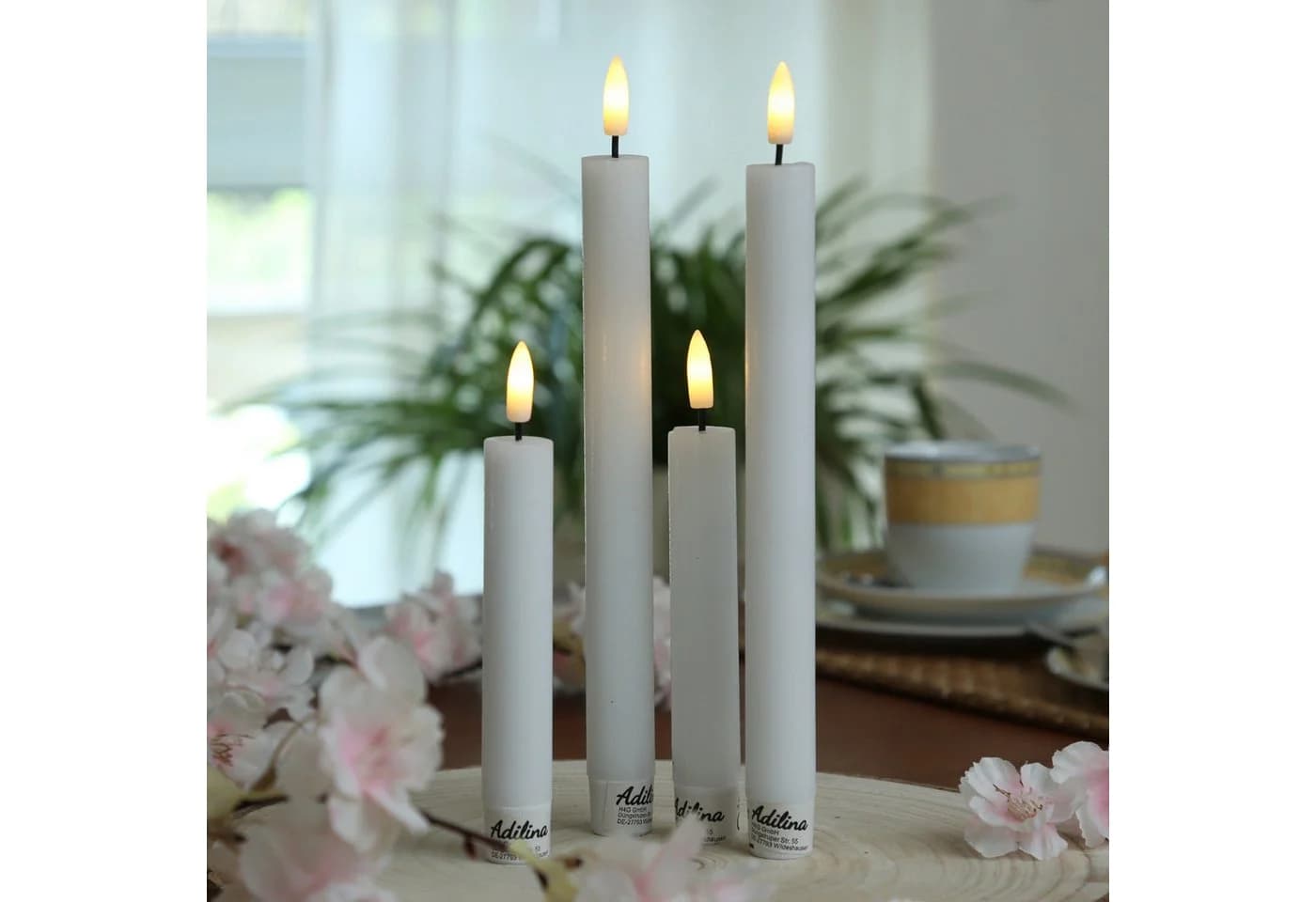 Adilina LED-Kerze LED Stabkerzen Tafelkerzen Dinner Spitzkerzen rustikal 16cm weiß 2St - Bild 4