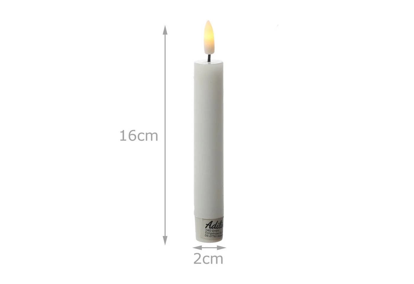 Adilina LED-Kerze LED Stabkerzen Tafelkerzen Dinner Spitzkerzen rustikal 16cm weiß 2St - Bild 5