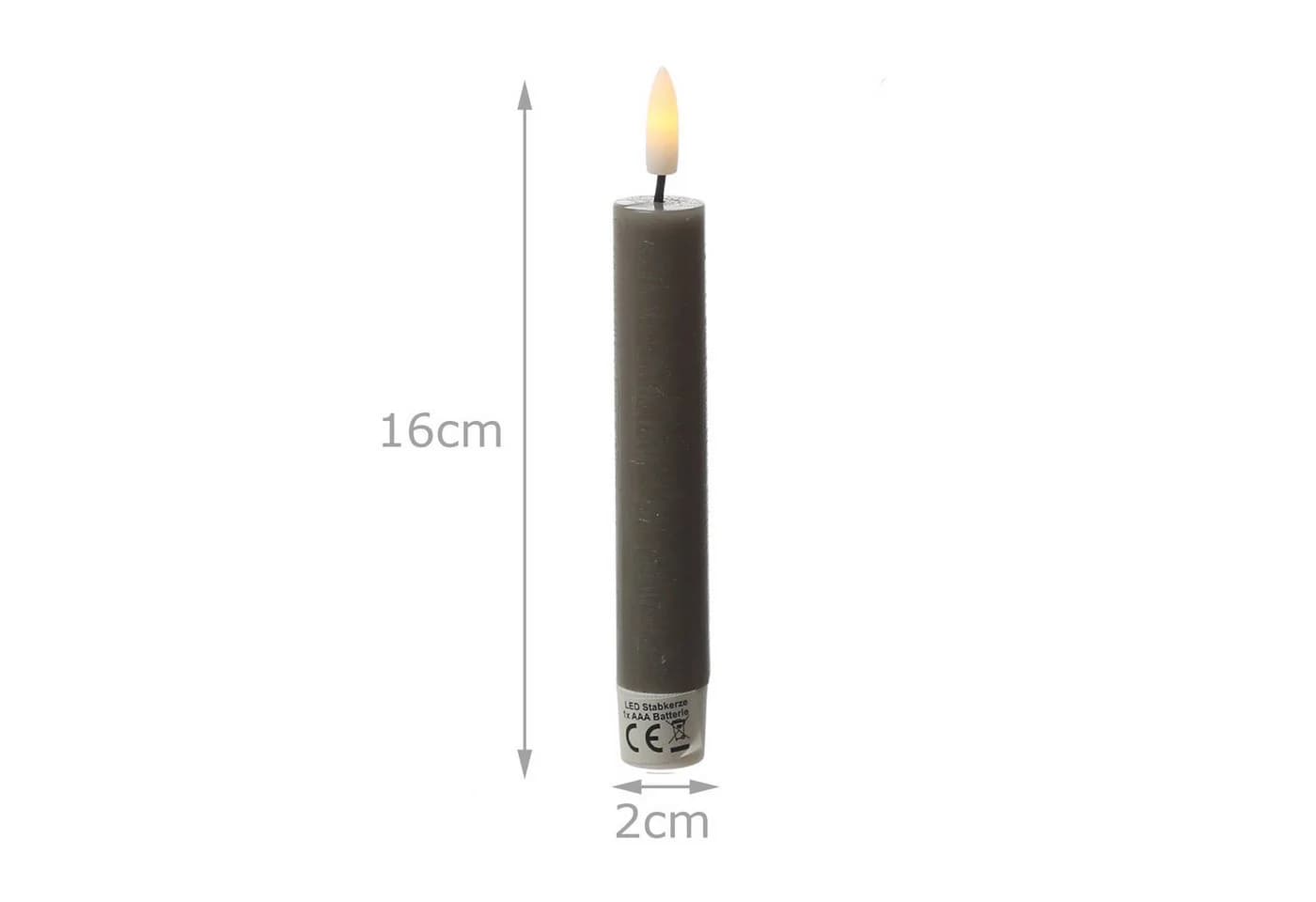 Adilina LED-Kerze LED Stabkerzen Tafelkerzen Dinner Spitzkerzen rustikal 16cm grau 2St - Bild 5