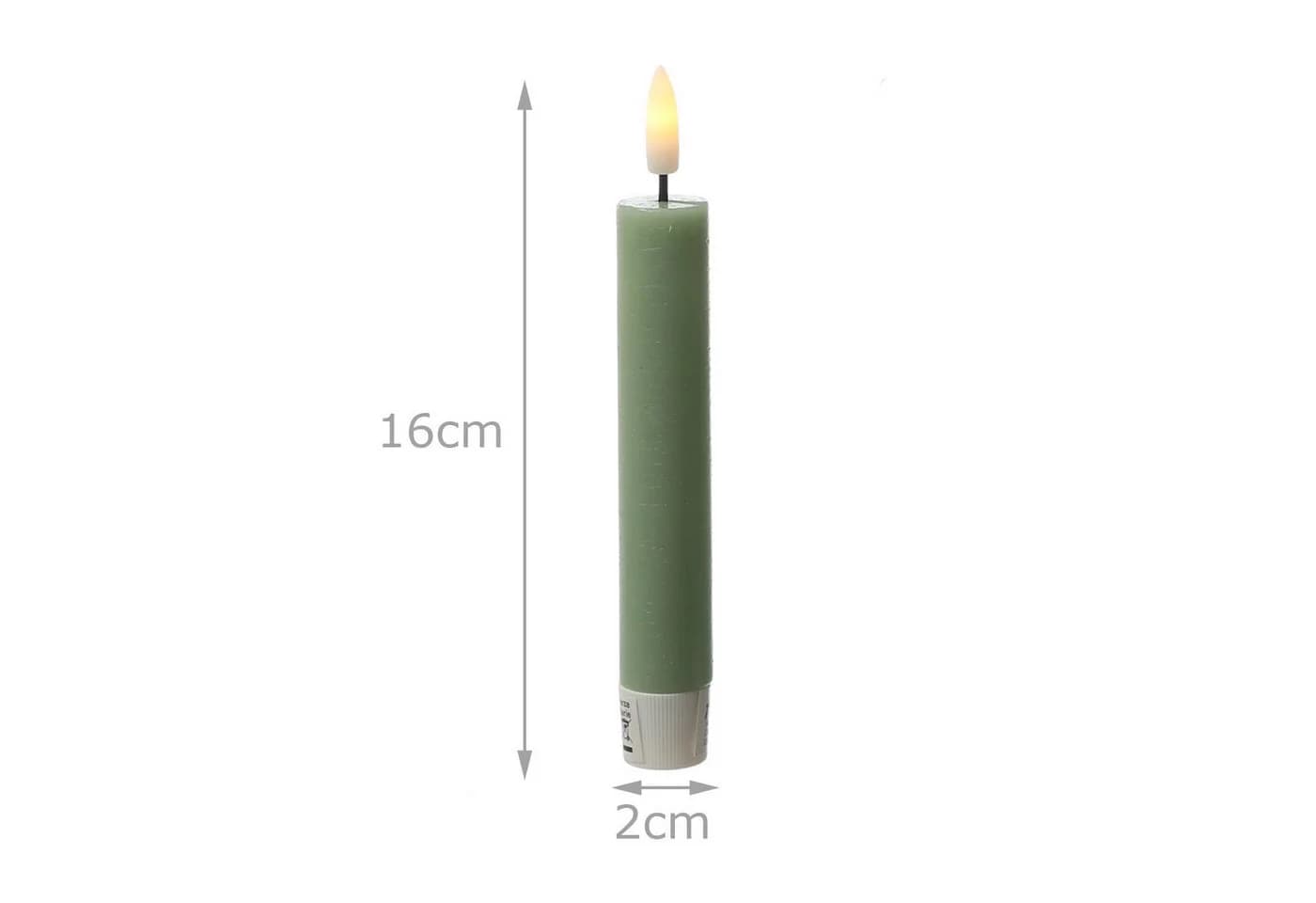 Adilina LED-Kerze LED Stabkerzen Tafelkerzen Dinner Spitzkerzen rustikal 16cm grün 2St - Bild 5