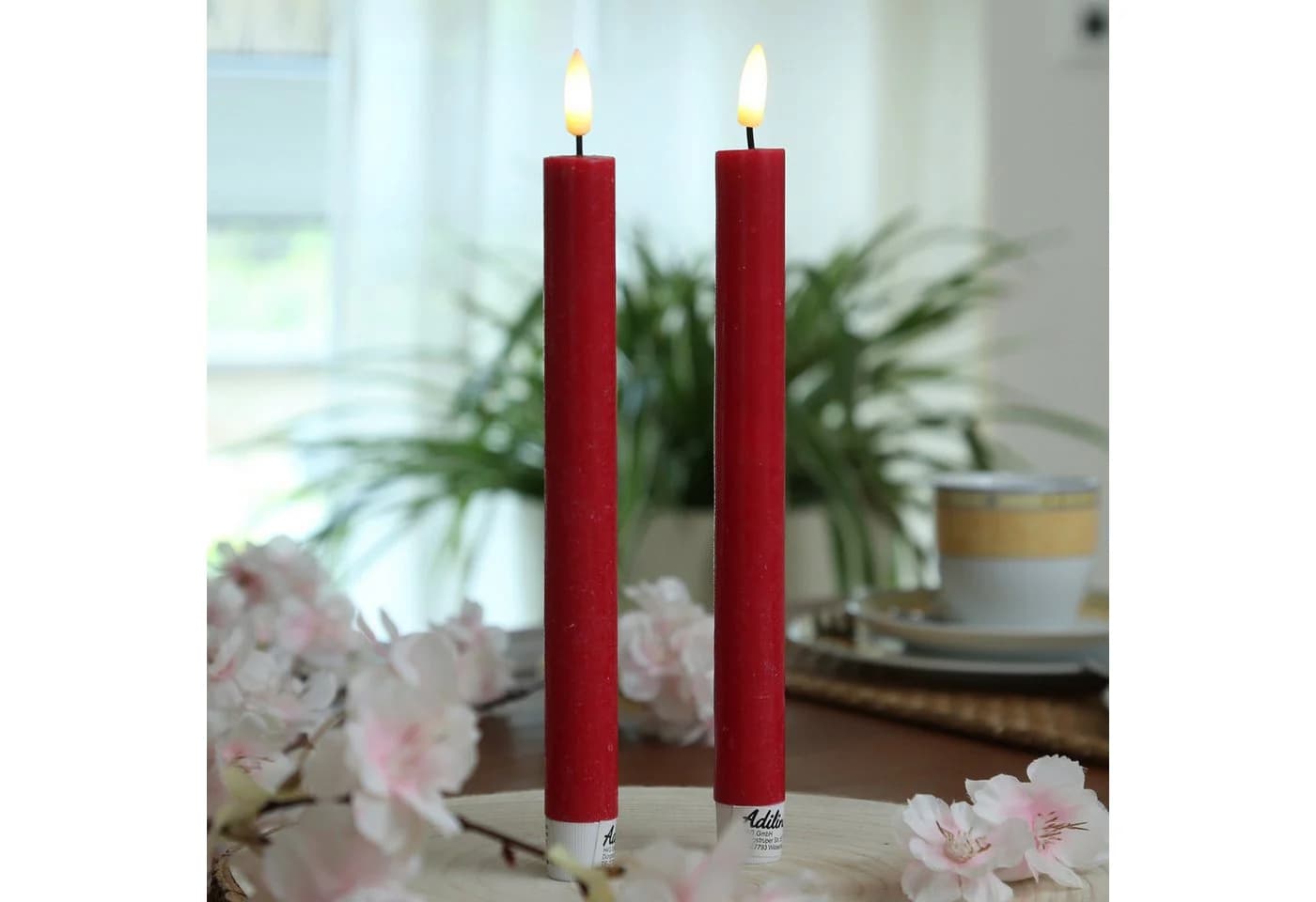 Adilina LED-Stabkerzen 24cm Rot Echtwachs Optik Timer - Bild 2