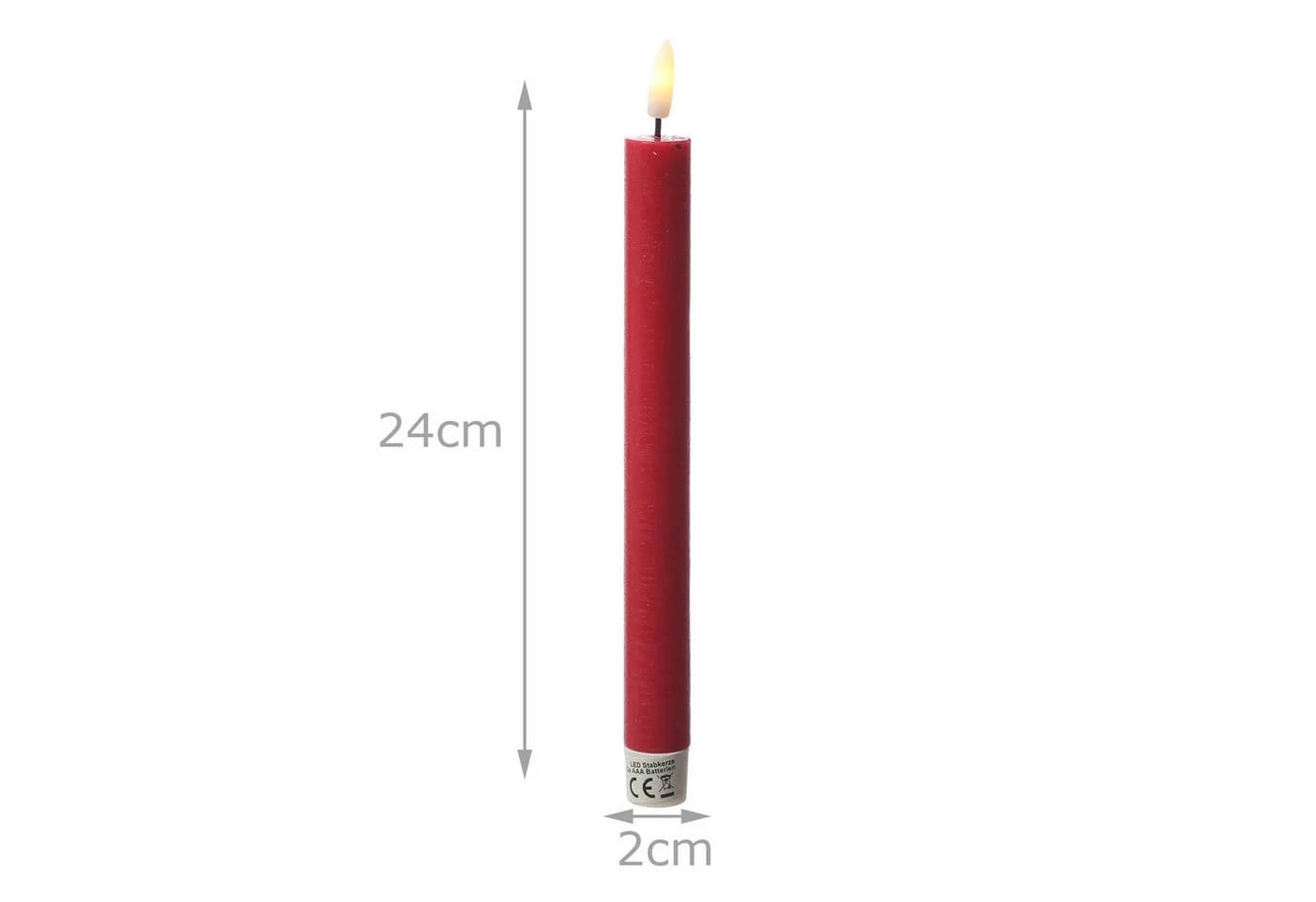 Adilina LED-Stabkerzen 24cm Rot Echtwachs Optik Timer - Bild 4