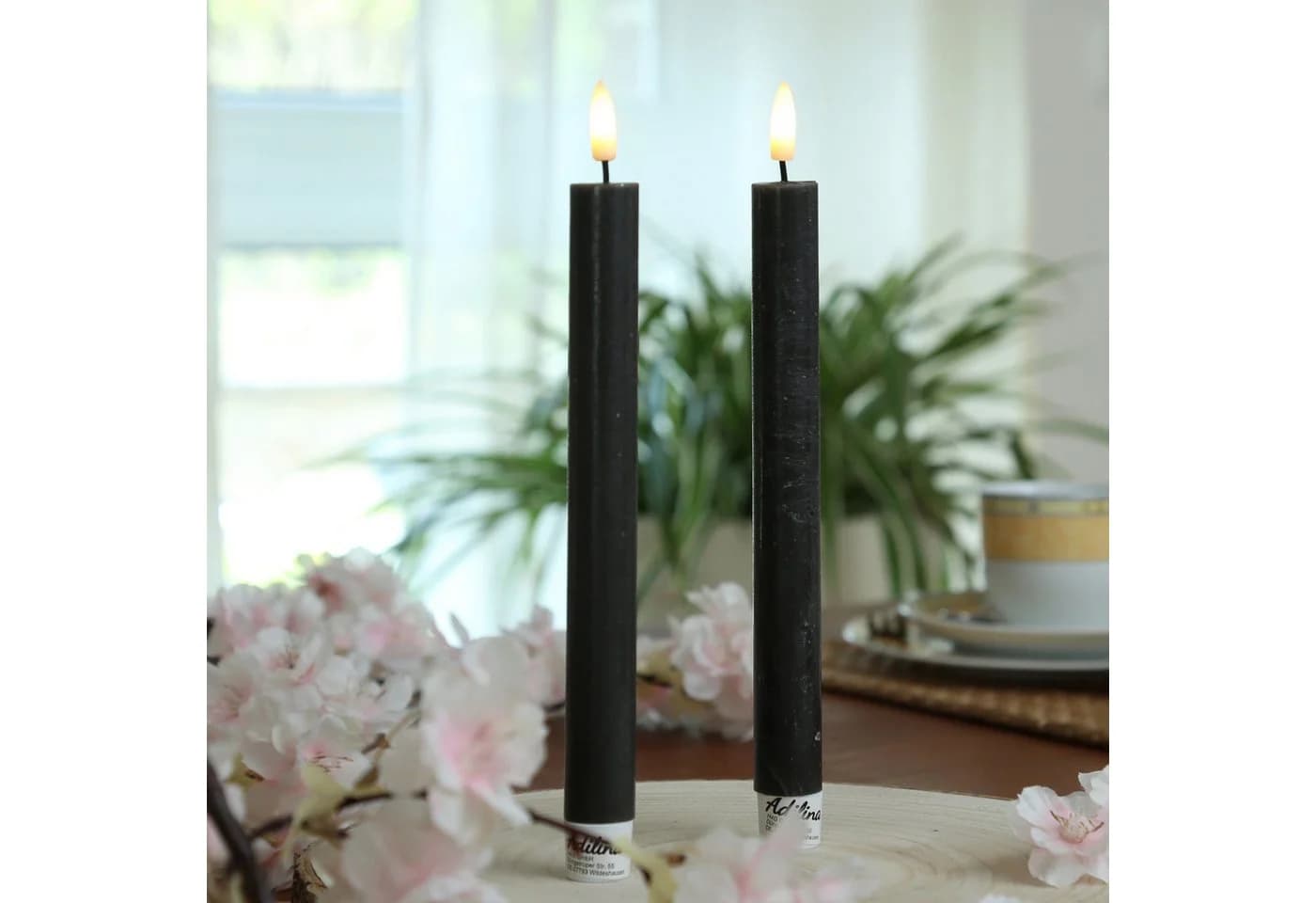 Adilina LED Stabkerzen Schwarz 24cm 2er Set mit Timer - Bild 2