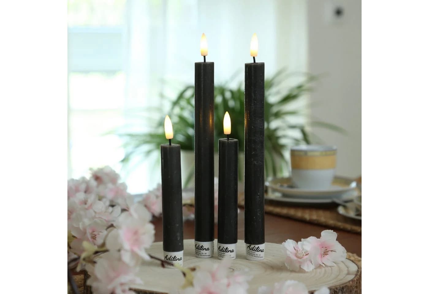 Adilina LED Stabkerzen Schwarz 24cm 2er Set mit Timer - Bild 4