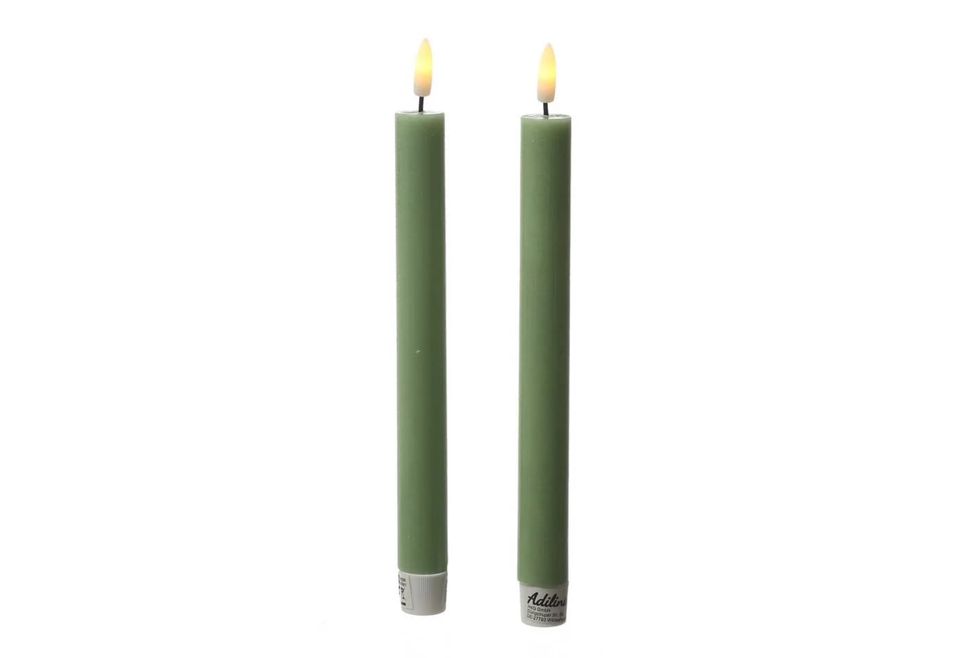 Adilina LED-Kerze 2er Set Grün 24 cm