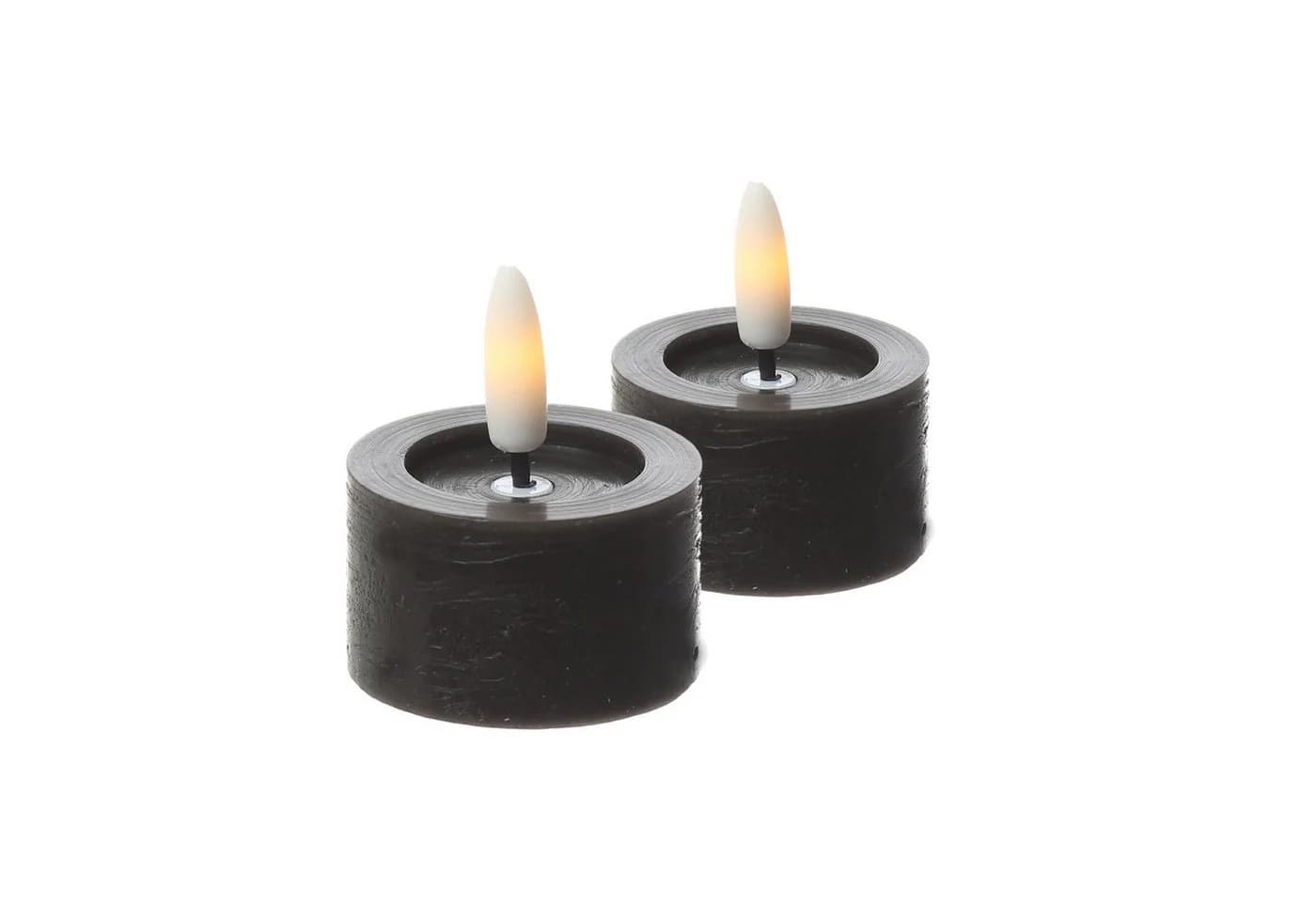 Adilina LED-Kerze LED Teelichter Lina Rustik Optik mit Batterien Echtwachs 4,5cm 2Stück