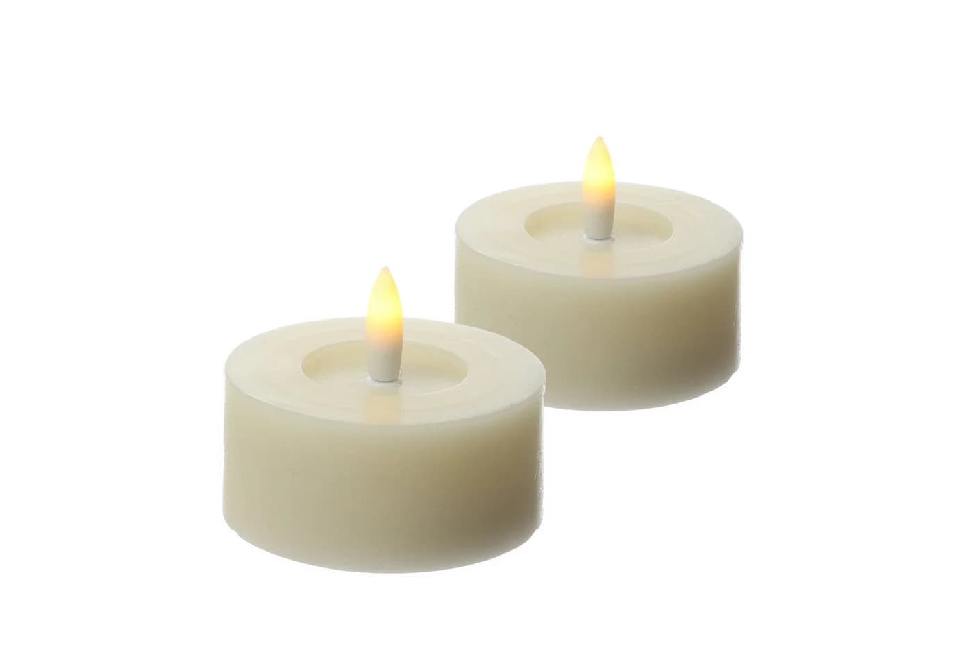 Adilina LED-Kerze LED Maxi Teelichter Lina Rustik Optik Echtwachs Creme 2er Set