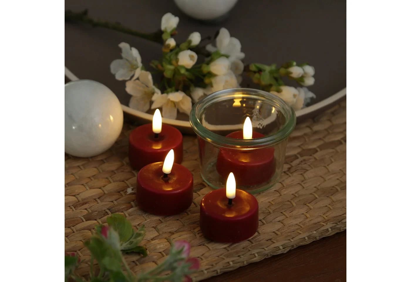 Deluxe Homeart LED Mini Teelichter 4-tlg. Rot mit Echtwachs - Bild 2