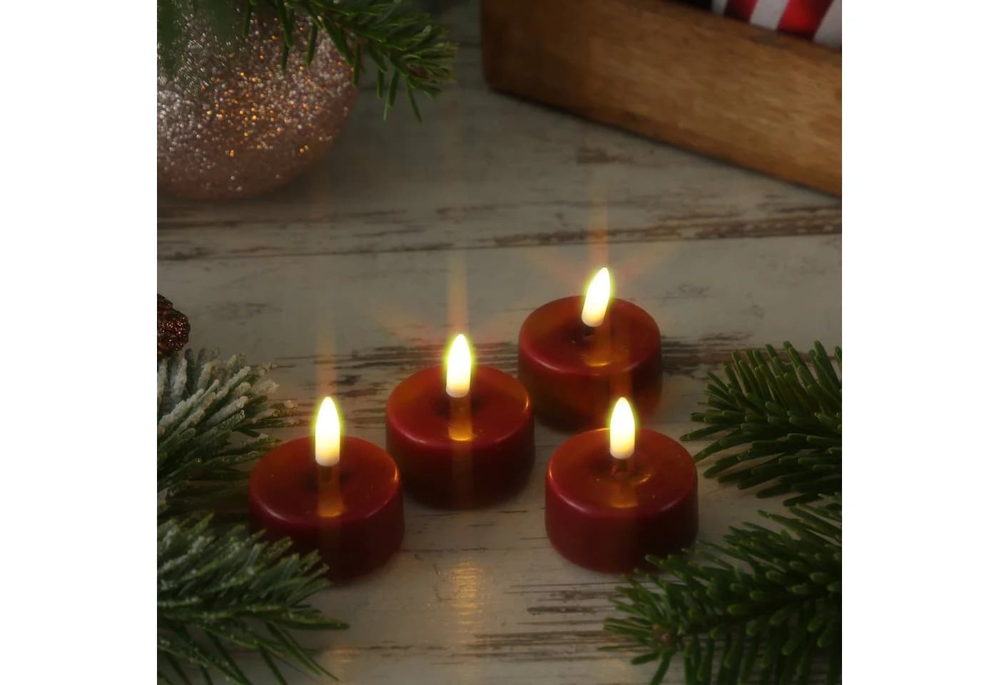 Deluxe Homeart LED Mini Teelichter 4-tlg. Rot mit Echtwachs - Bild 5