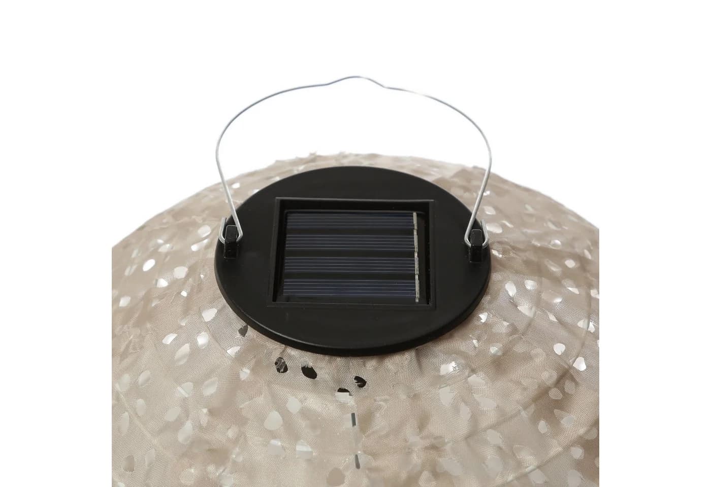 MARELIDA LED Lampion Solar Gartenlampions Blumenmuster Beige 25cm - Bild 3