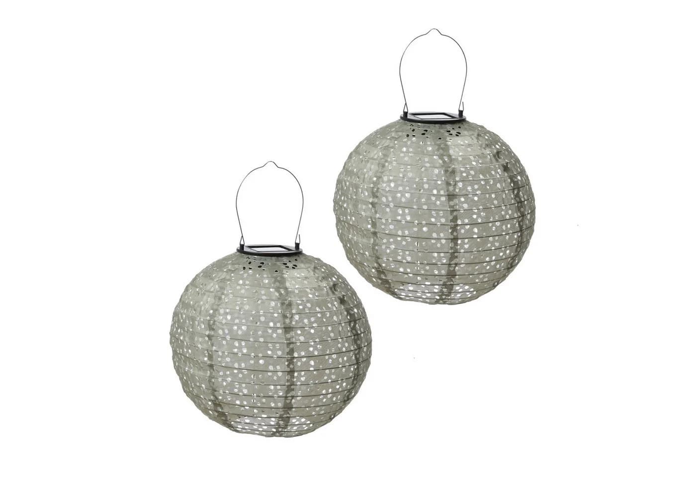 MARELIDA LED Lampion Solar Gartenlampions Blumenmuster Grün