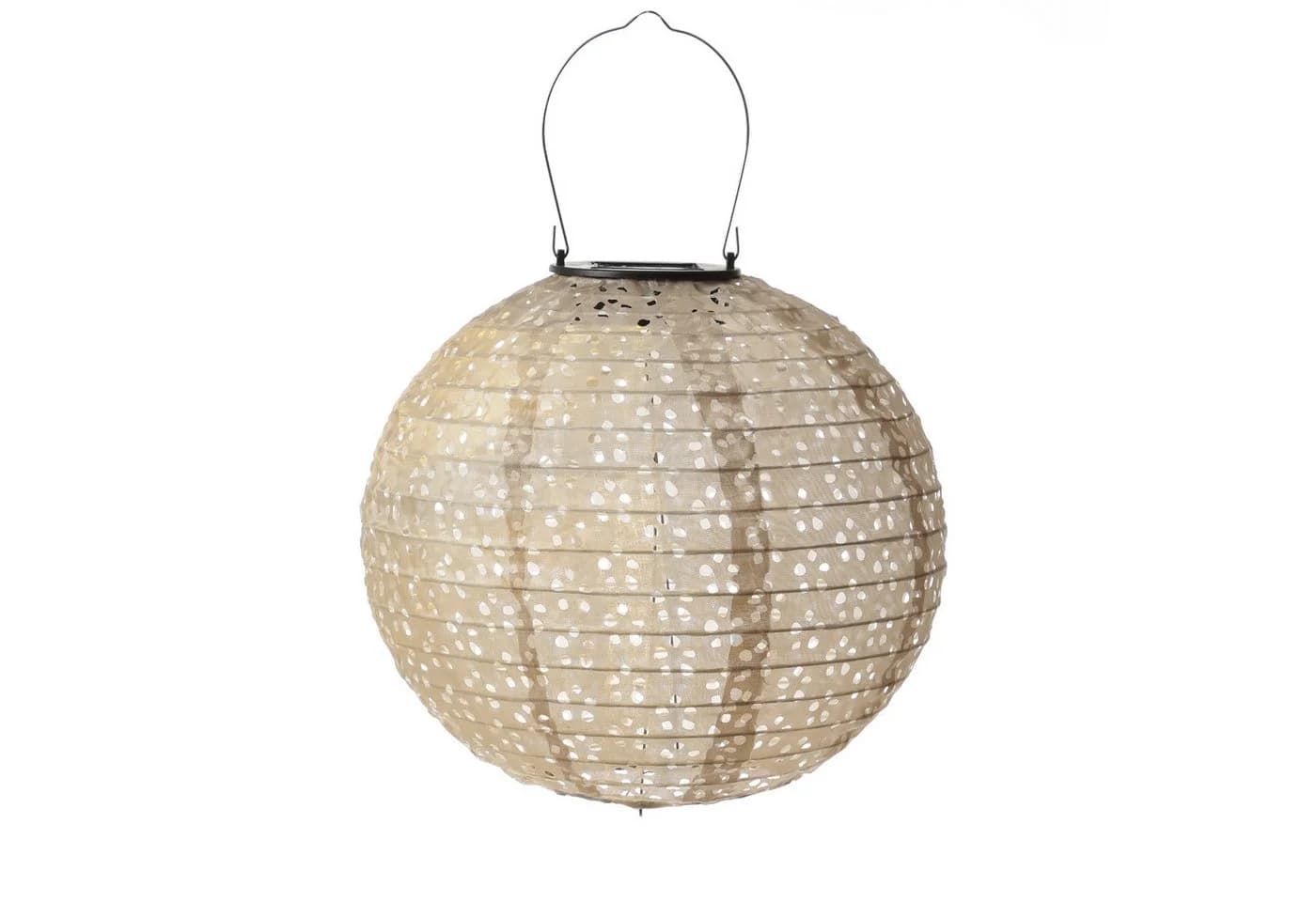 MARELIDA LED Solar Lampions 2 Stück Beige Blumenmuster Garten - Bild 3