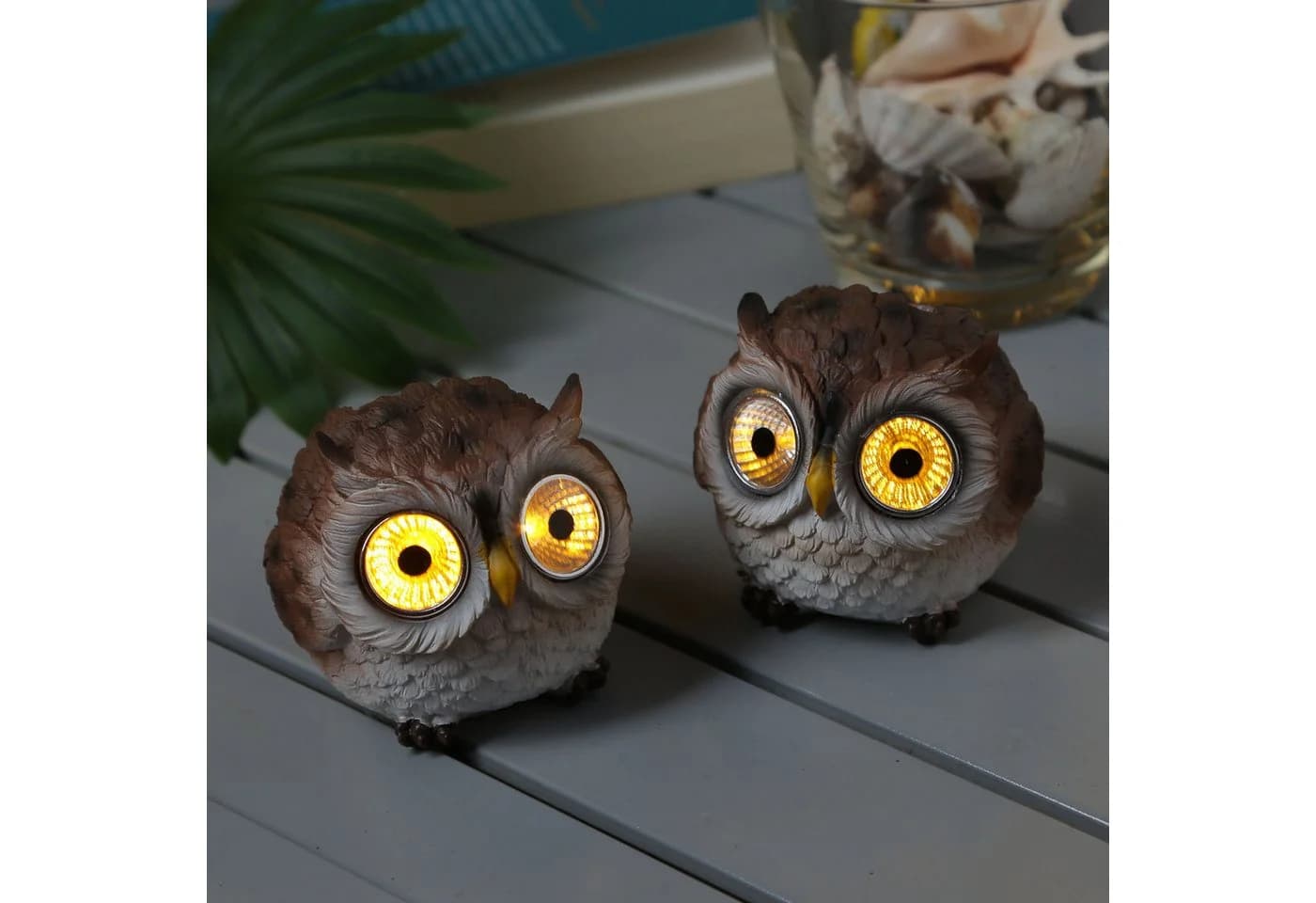 MARELIDA LED Solar Eulen Gartenfigur 2er Set Braun - Bild 2
