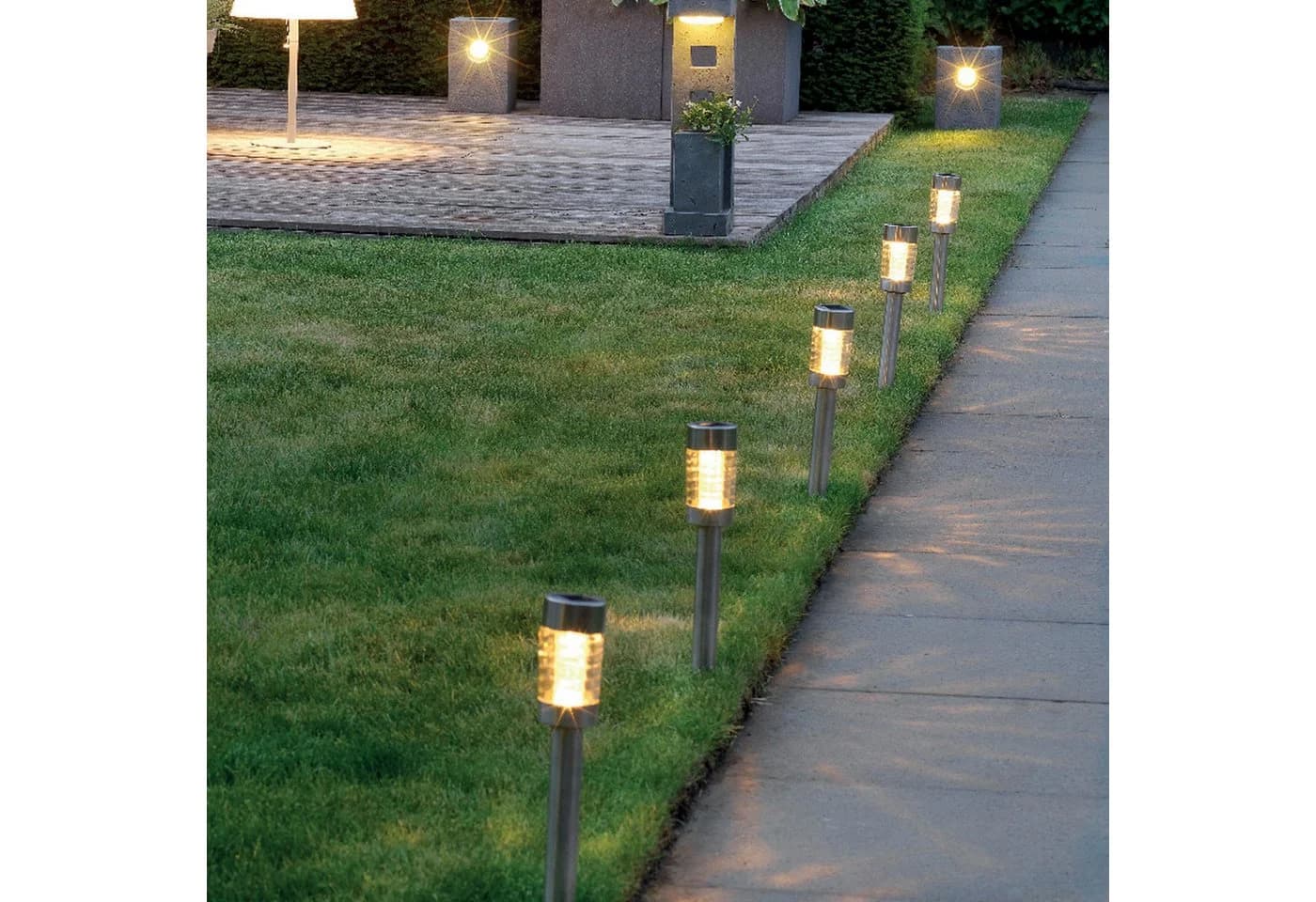 MARELIDA LED Solarleuchte mit Erdspieß Warmweiß Edelstahl - Bild 5