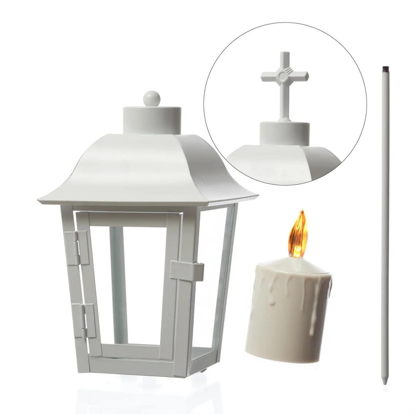 MARELIDA LED Laterne Grablaterne mit LED Kerze Grablicht Wechselbare Spitzen - Bild 2