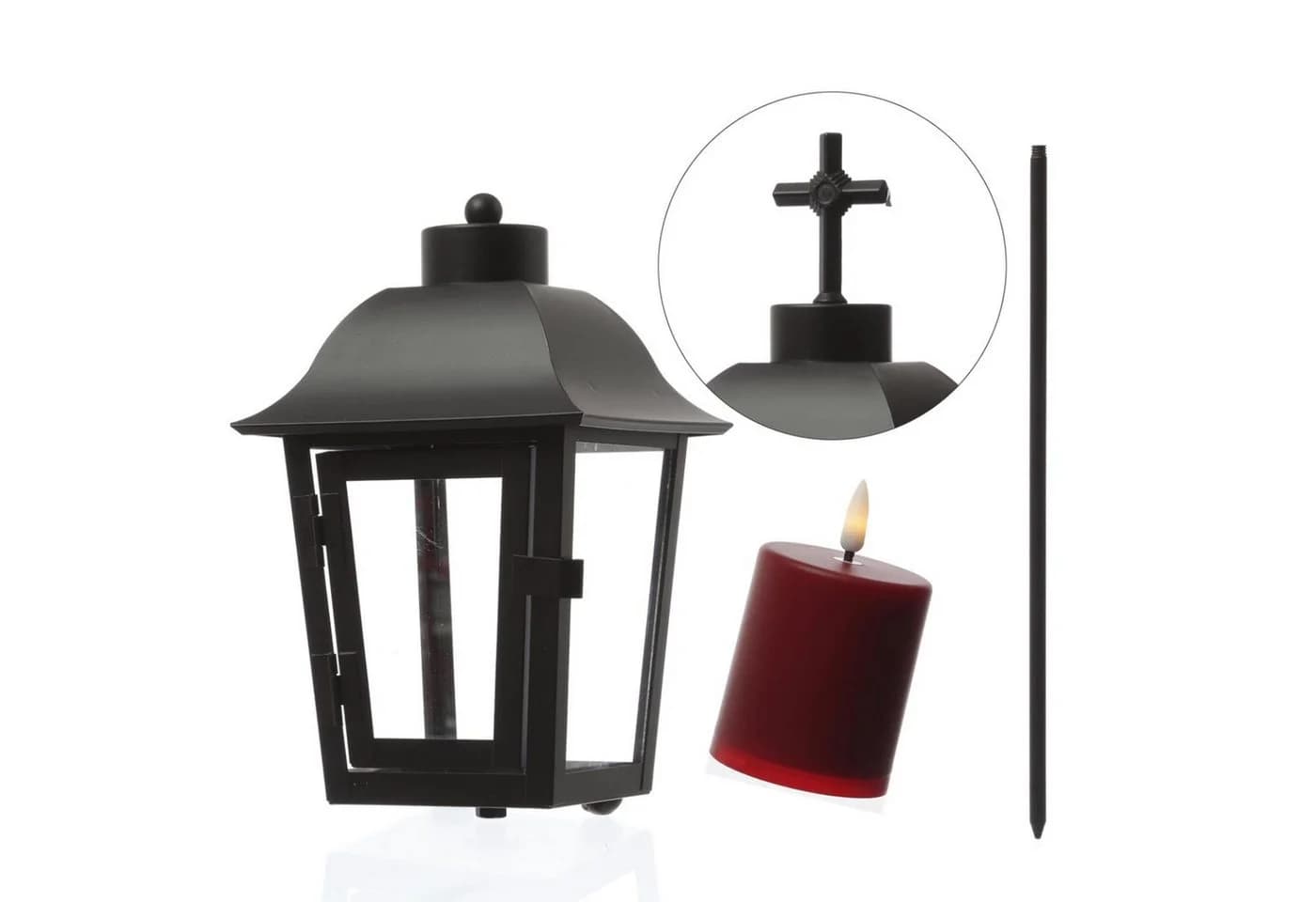 MARELIDA LED Laterne Grablaterne mit Mini LED Kerze Grablicht - Bild 2