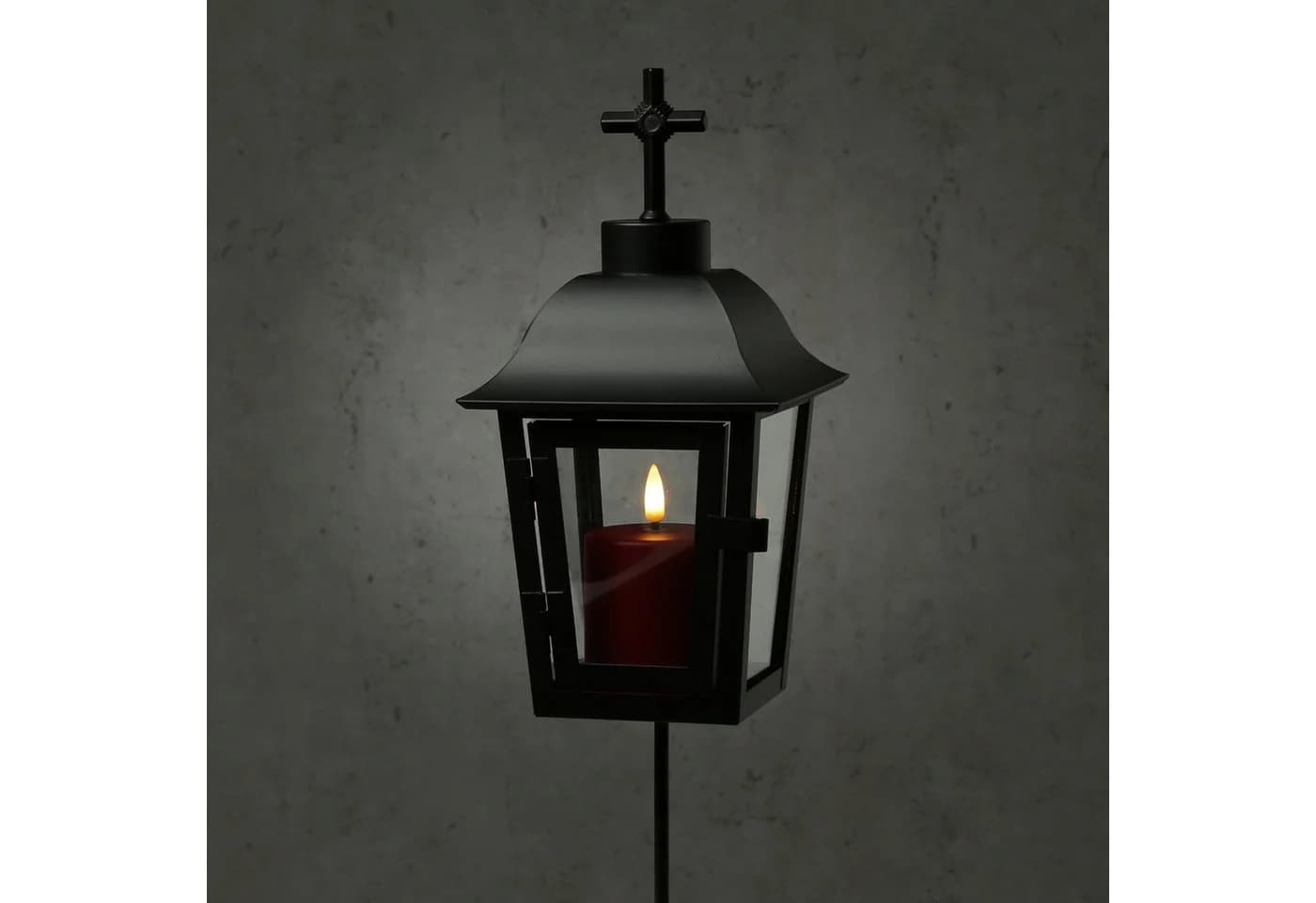 MARELIDA LED Laterne Grablaterne mit Mini LED Kerze Grablicht - Bild 3