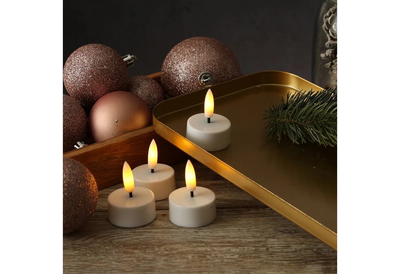 Adilina LED-Kerze LED Teelichter mit Batterien Timer flackernd D: 3,8cm weiß 4er Set - Bild 5