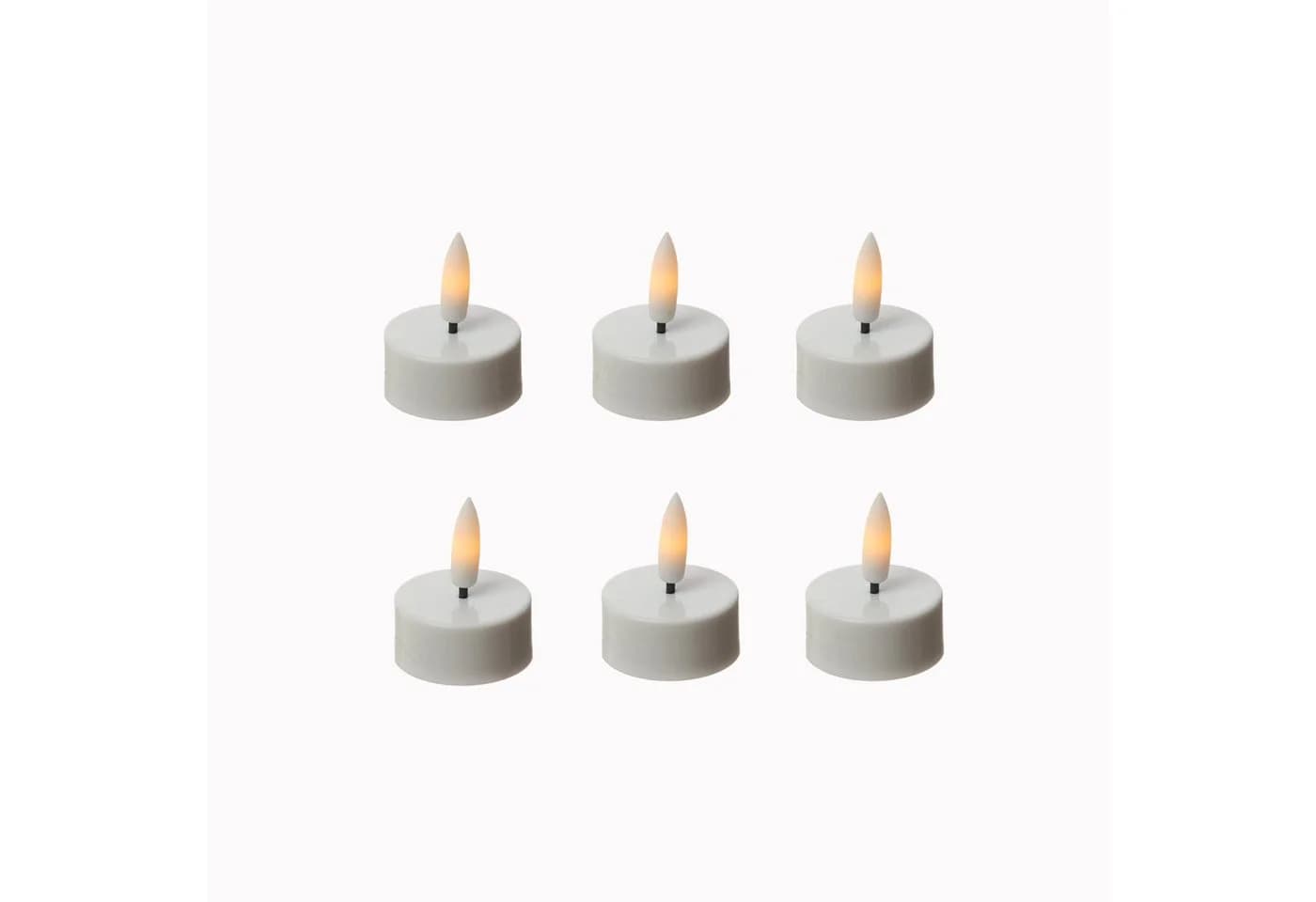 Adilina LED-Teelicht 6er Set weiß mit Timer und Batterien