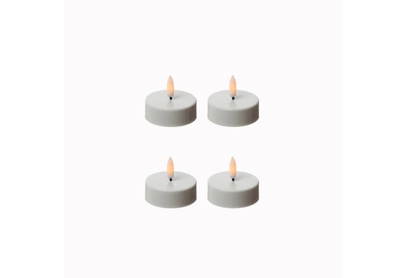Adilina LED-Kerze LED Maxi Teelichter Kunststoff 3D Flamme Timer 5,8 cm weiß 4er Set