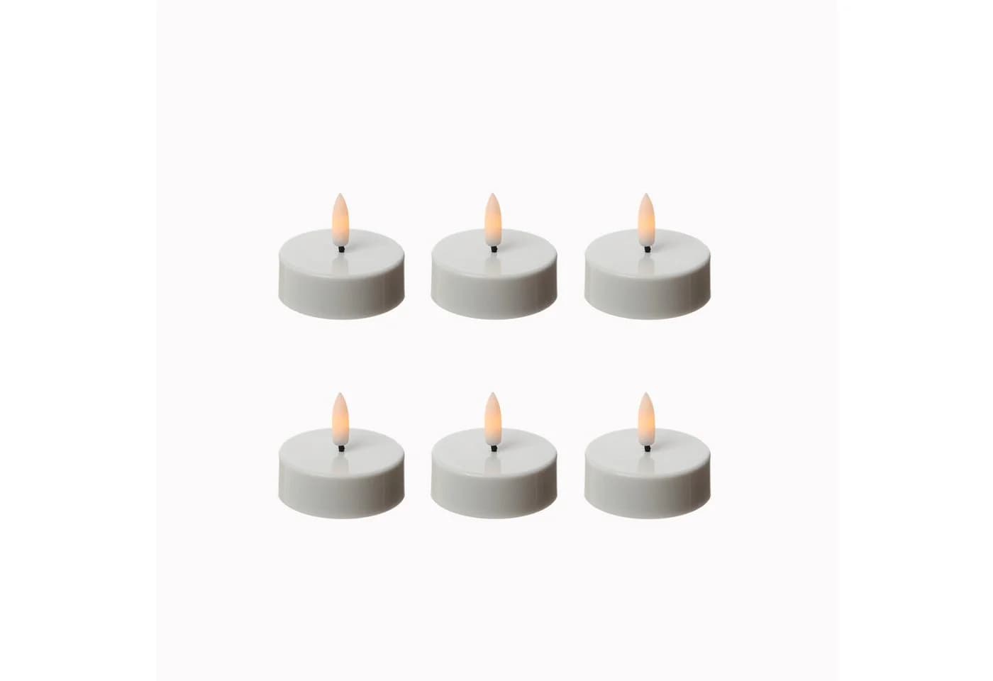 Adilina LED Maxi Teelichter 6er Set Weiß Timer 3D Flamme