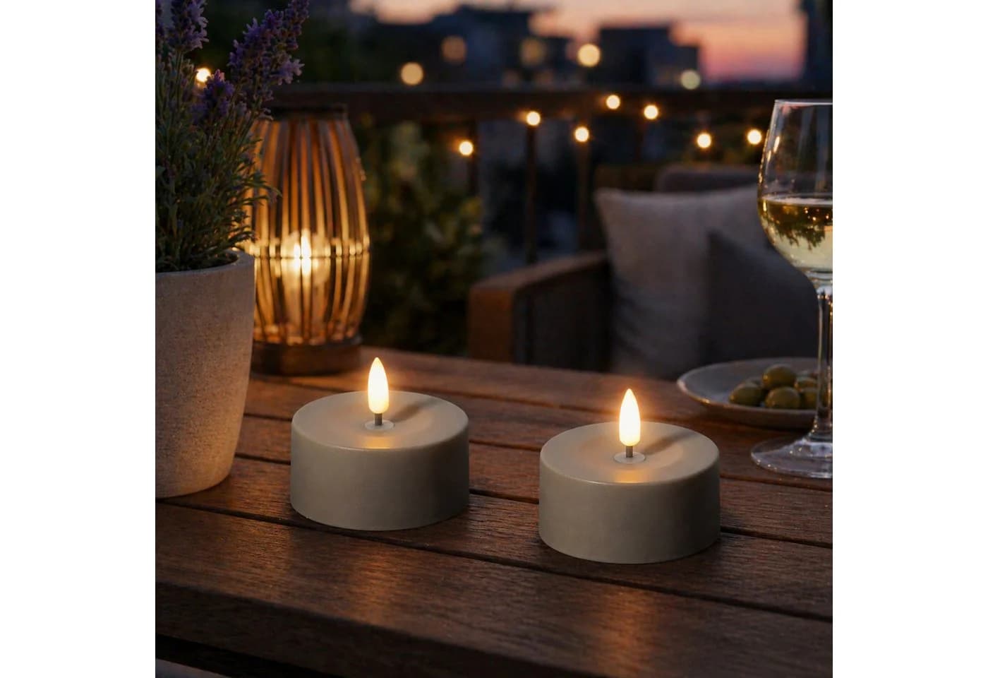 MARELIDA LED Solar Maxi Teelichter Grau 2er Set mit Dämmerungssensor - Bild 3