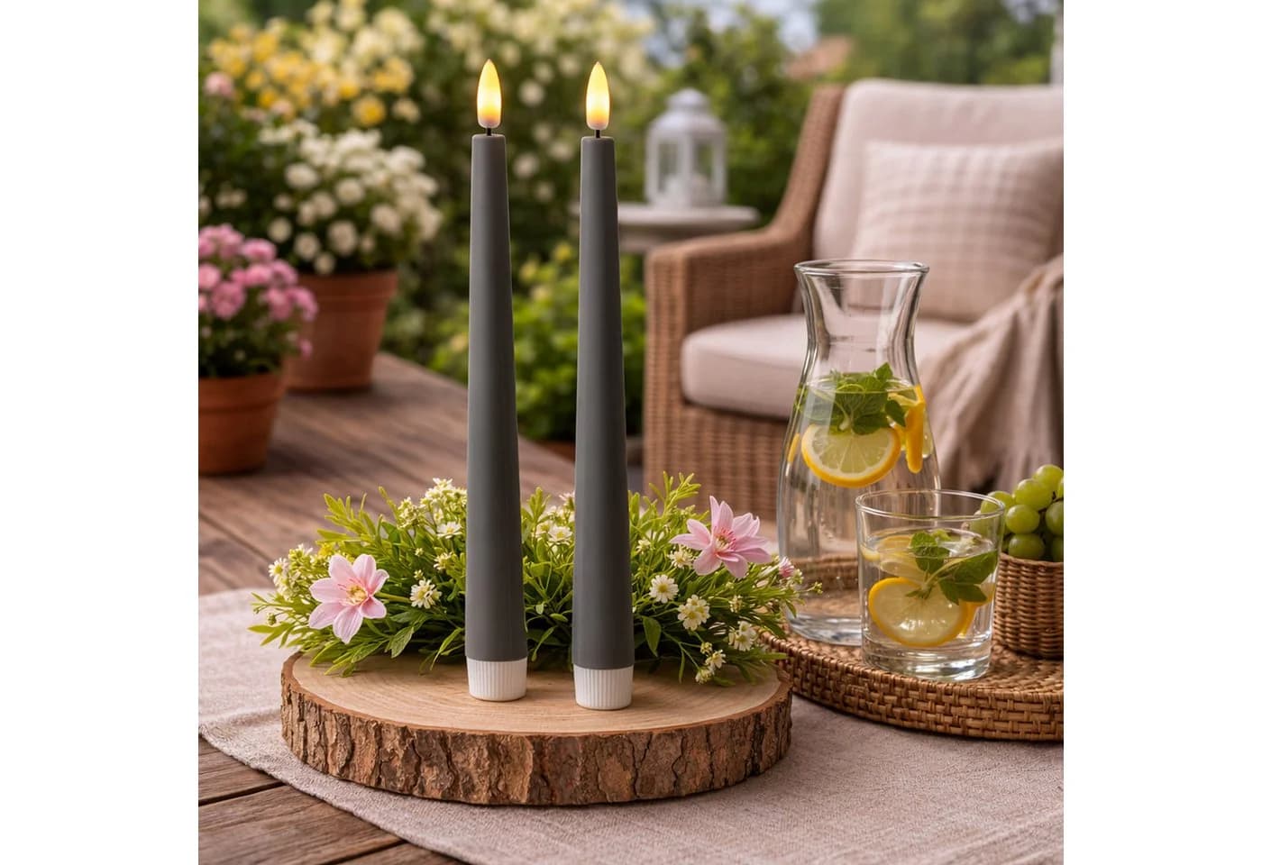 MARELIDA LED-Stabkerzen 2er Set Grau mit Timer - Bild 2