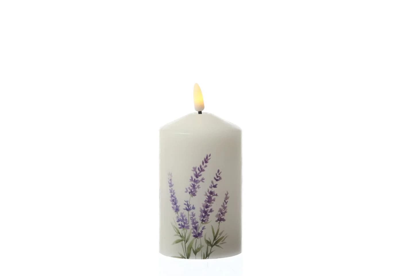 MARELIDA LED-Kerze mit Lavendelmotiv aus Echtwachs