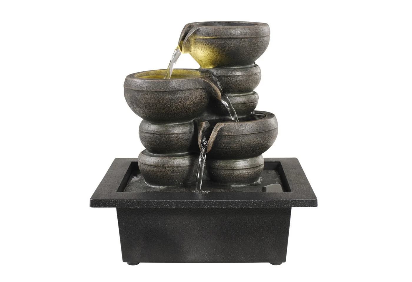 MARELIDA Zimmerbrunnen Kaskaden-Tischbrunnen LED Beleuchtung Grau - Bild 2
