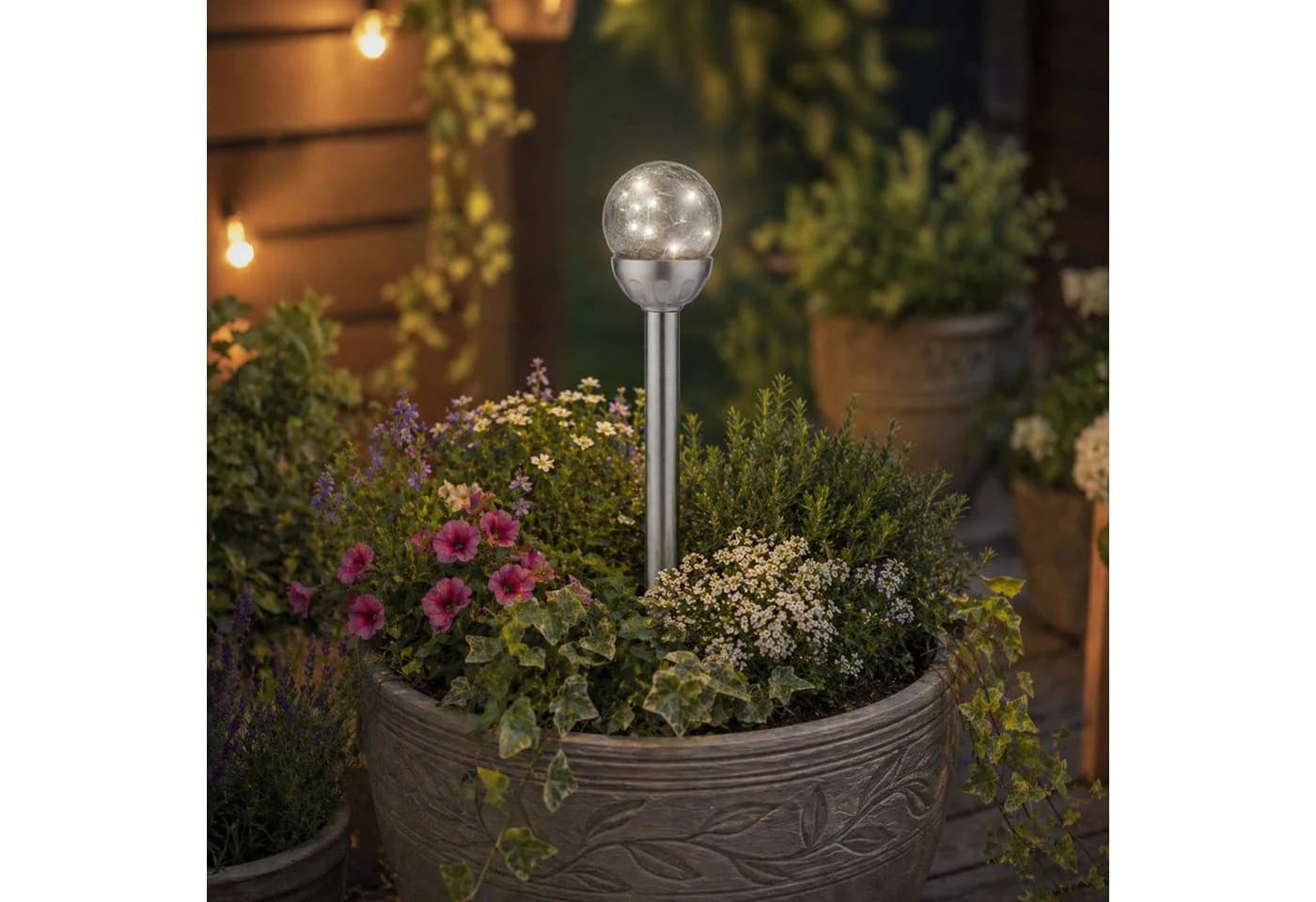 MARELIDA Solar Wegleuchte Bruchglas-Optik LED Gartenleuchte