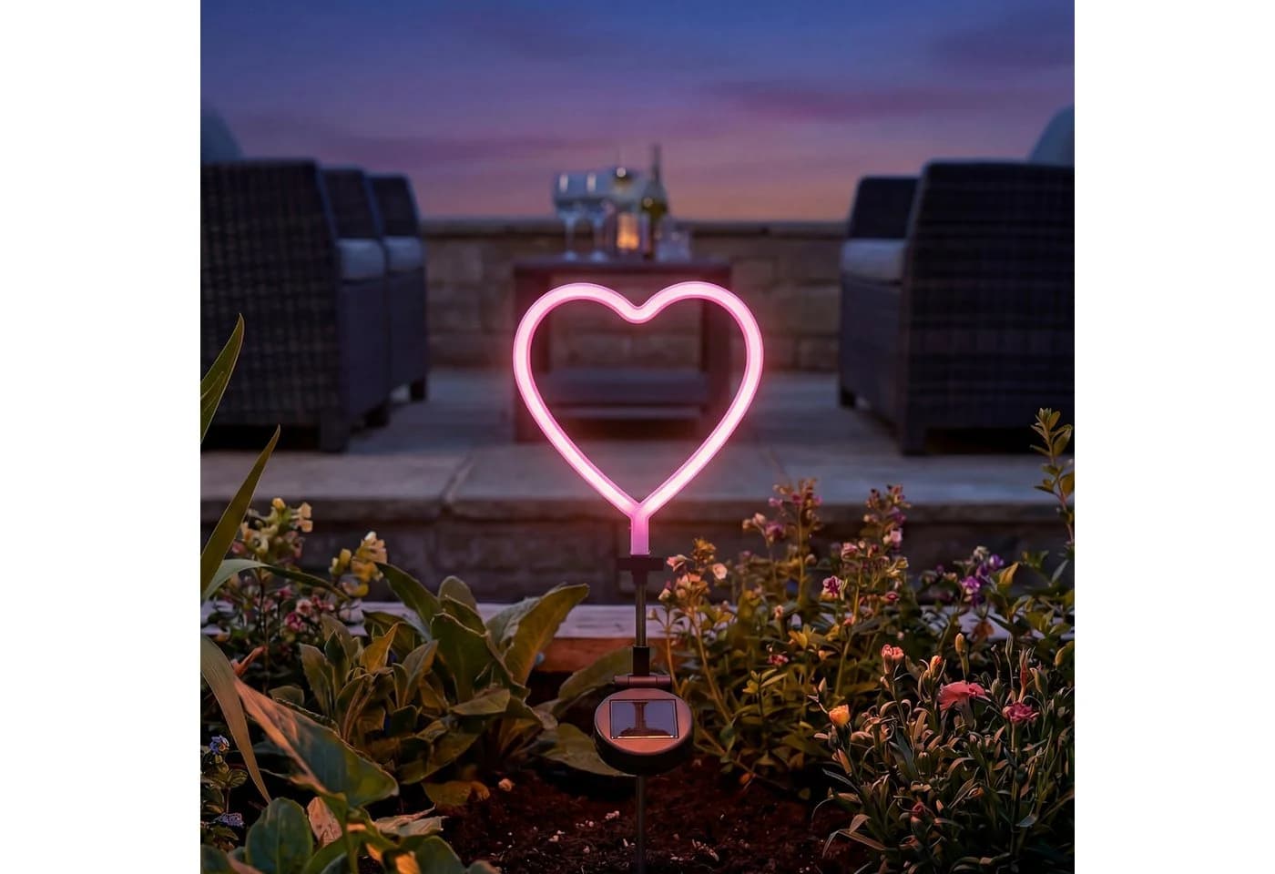 MARELIDA LED Solar Gartenstecker Herz Pink Neon - Bild 3