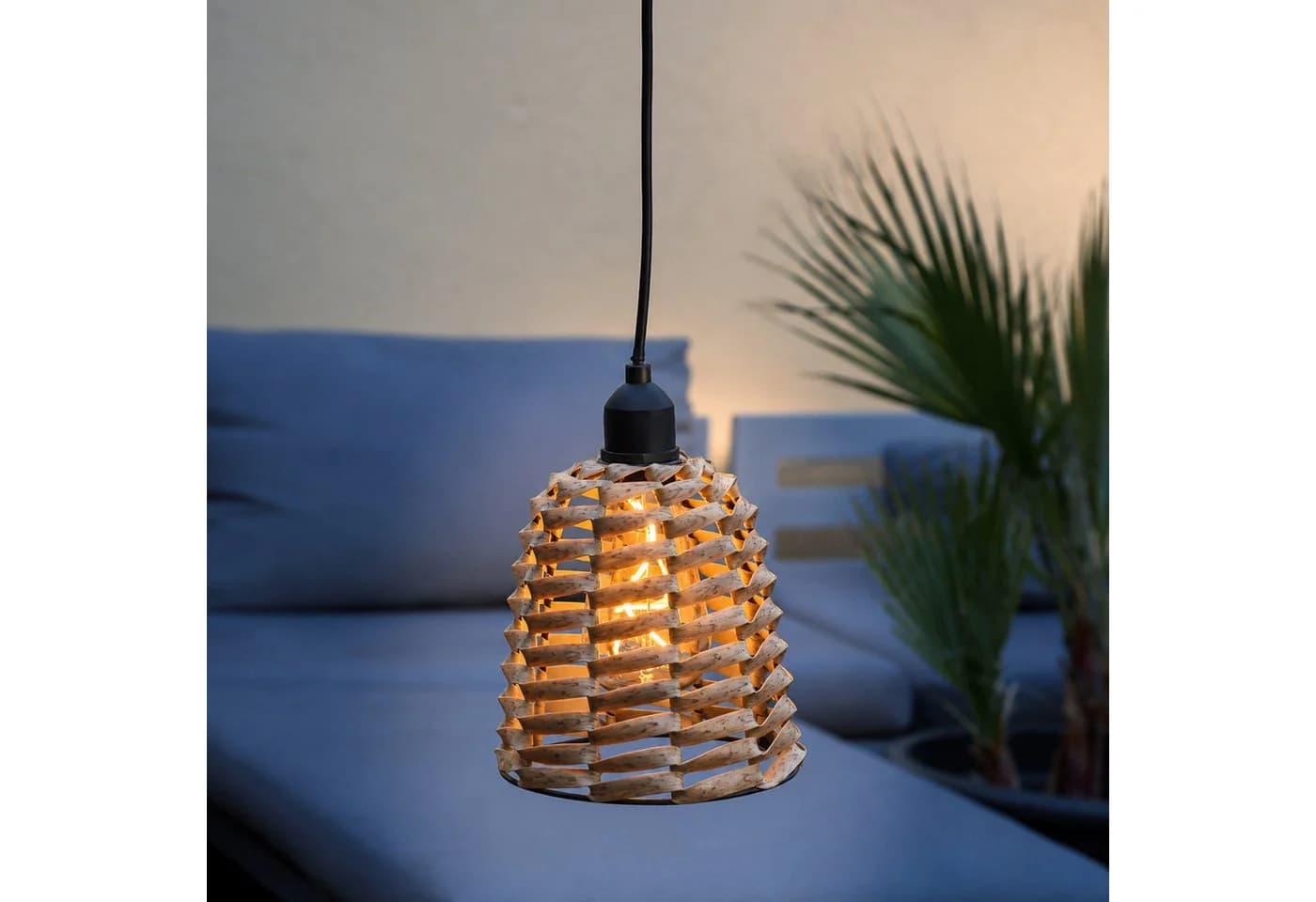 MARELIDA LED Hängeleuchte Rattan-Optik Braun Batteriebetrieb - Bild 2