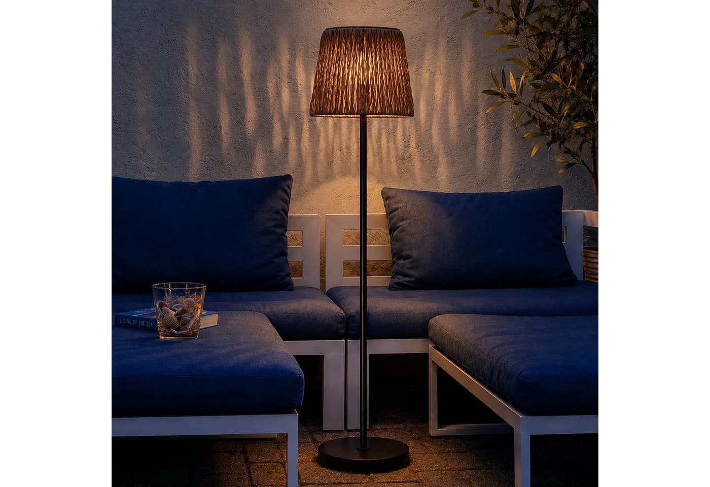 MARELIDA LED Solar-Stehlampe Braun Schwarz Rattan-Optik