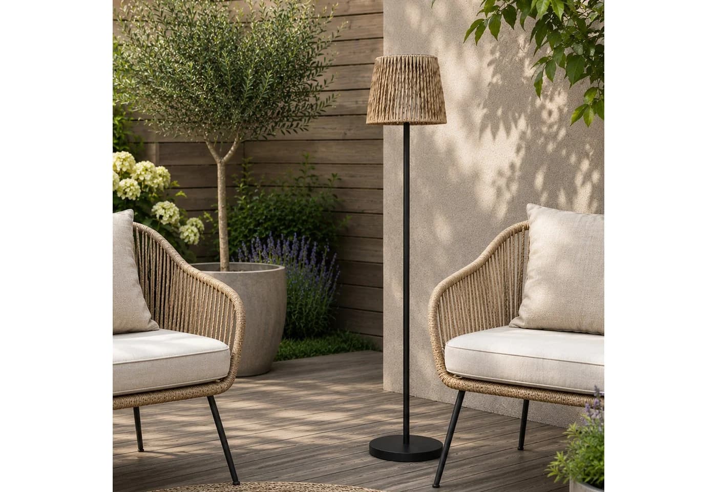 MARELIDA LED Solar-Stehlampe Braun Schwarz Rattan-Optik - Bild 3