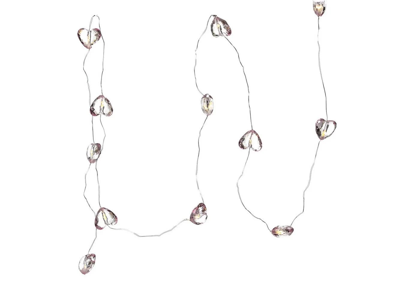 MARELIDA LED-Lichterkette Herzen 10 rosa Herzen 1,65m 12-flammig